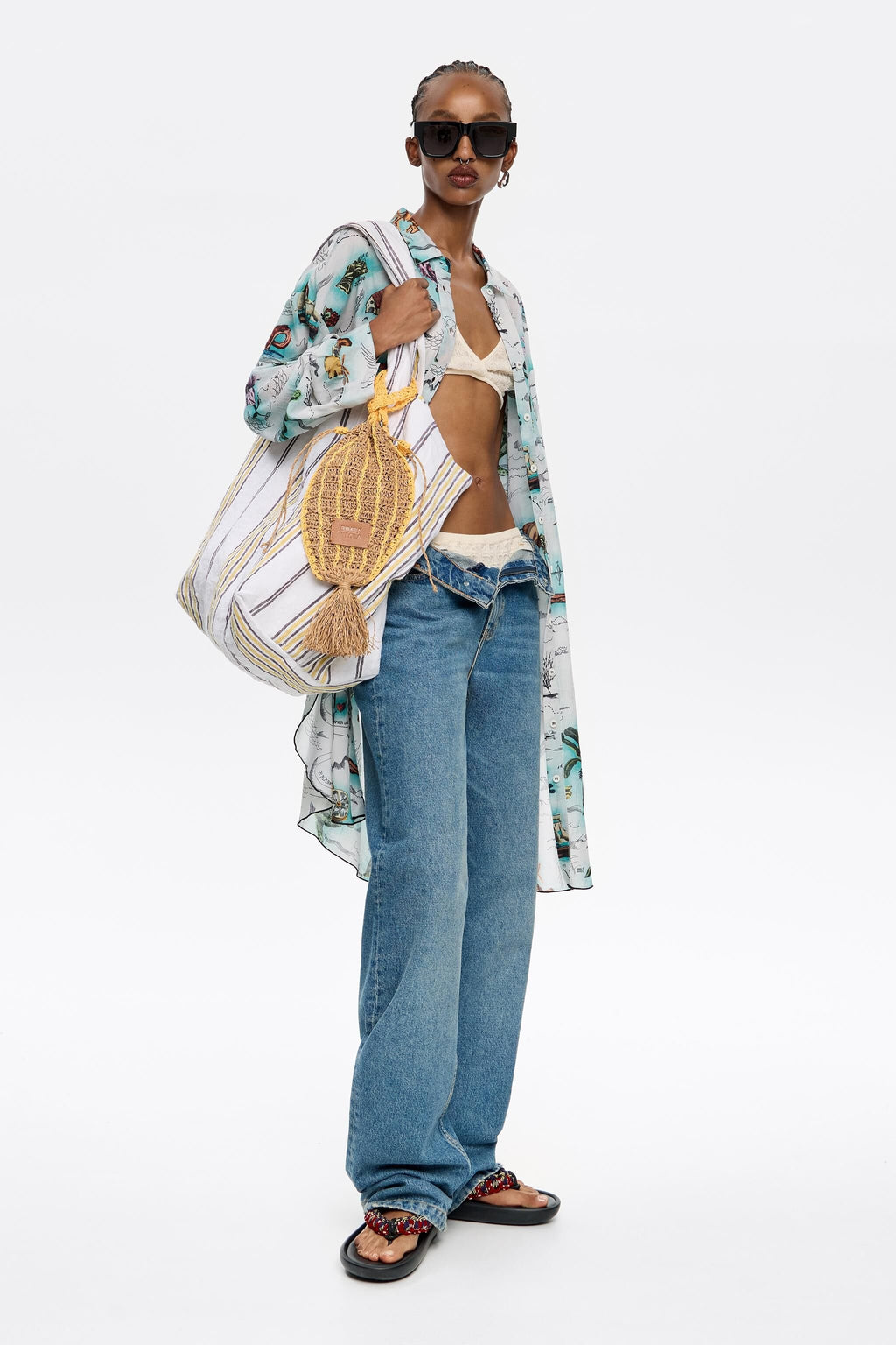 Short ivory Maps shirtdress