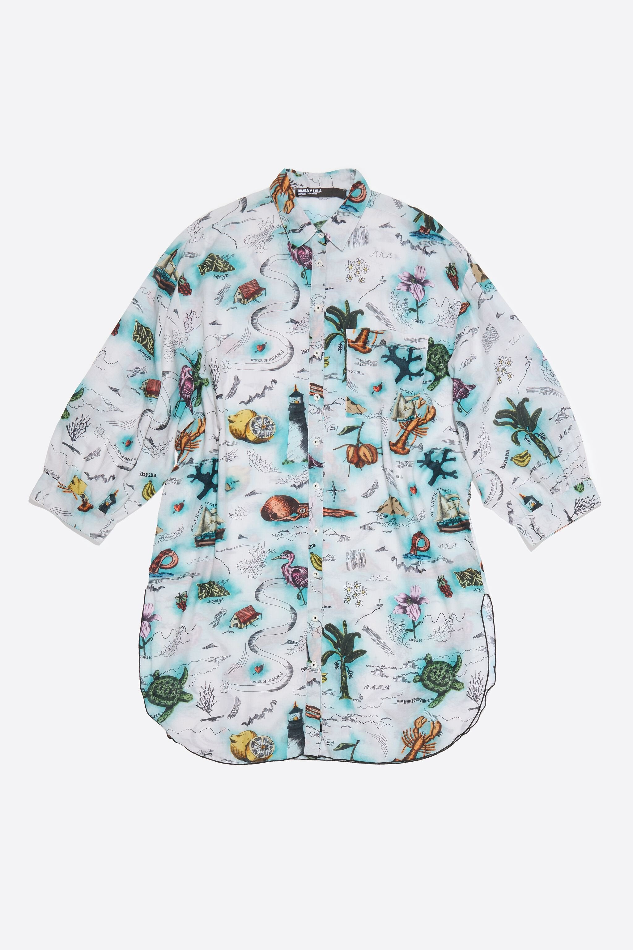 Short ivory Maps shirtdress