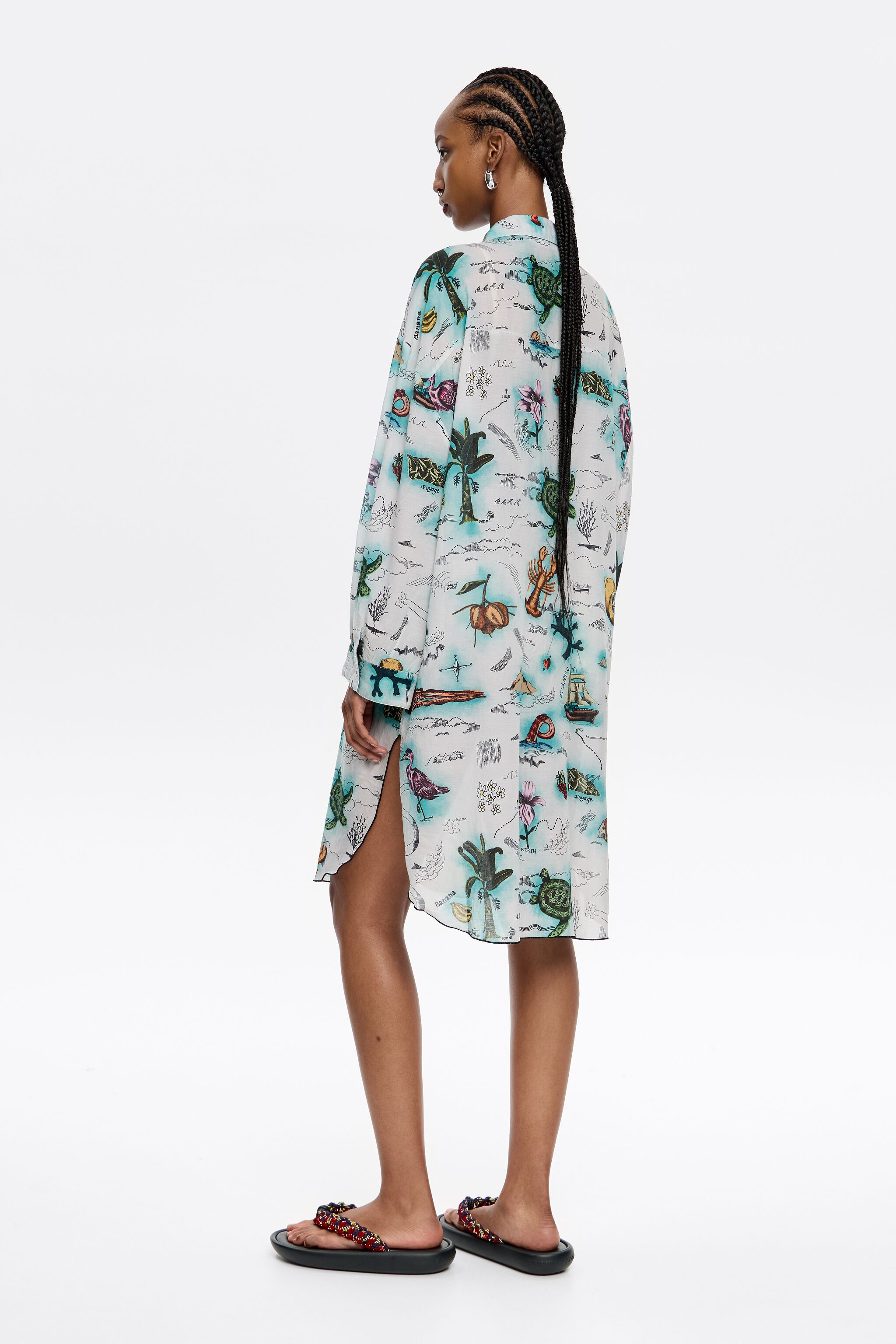 Short ivory Maps shirtdress