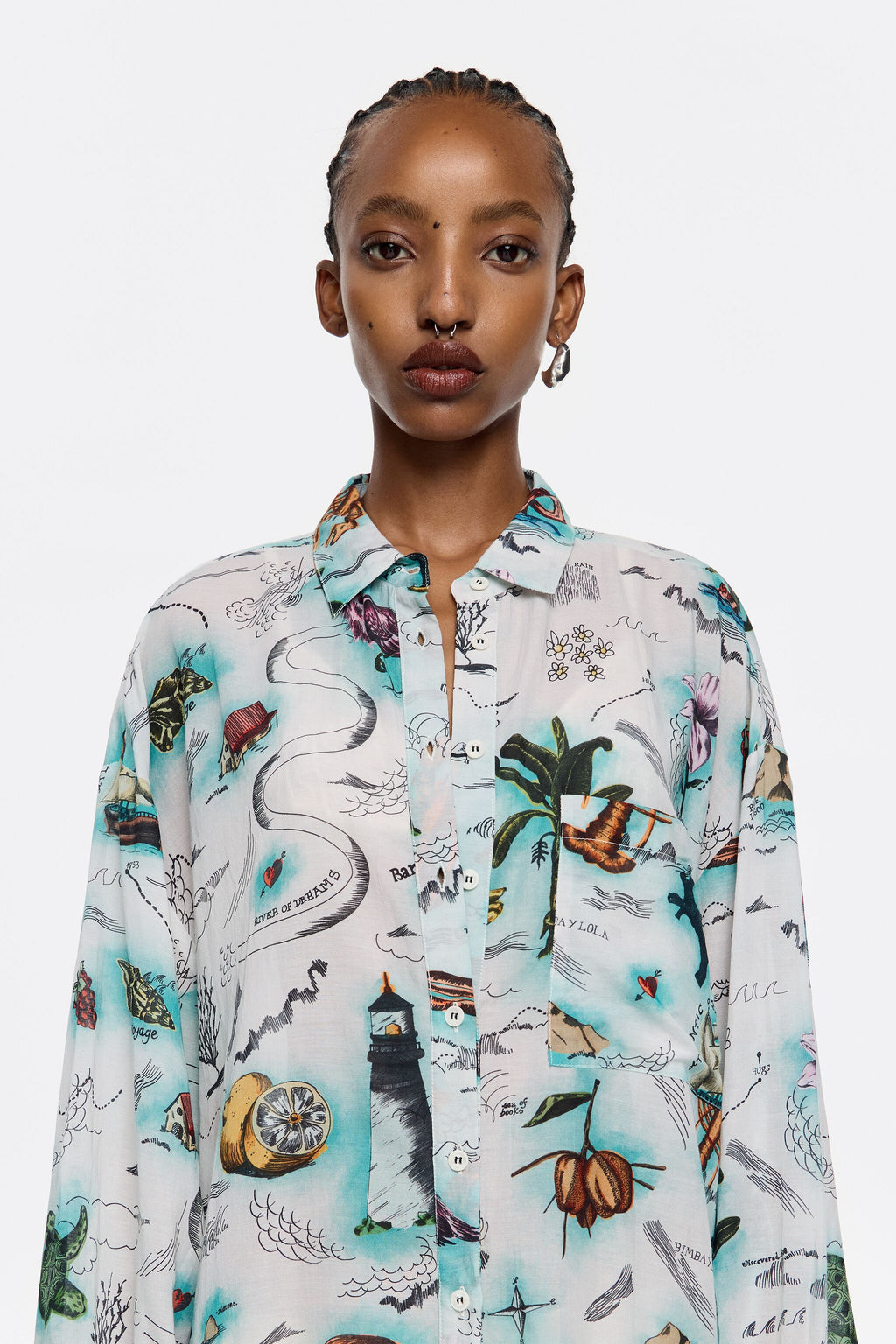 Short ivory Maps shirtdress