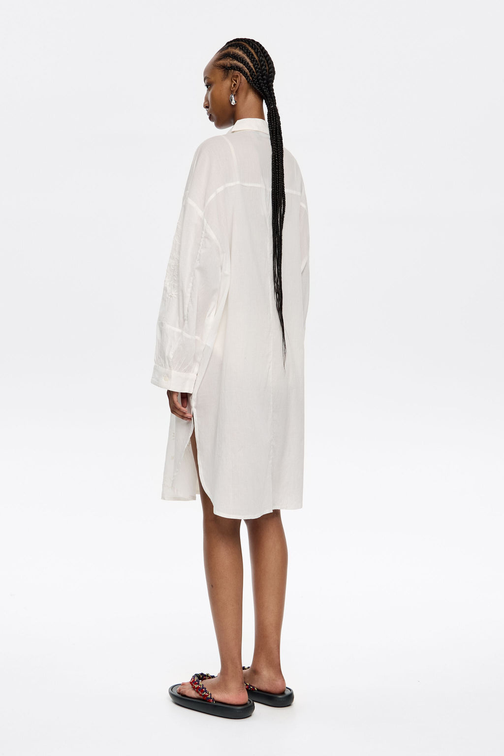 White embroidered shirtdress