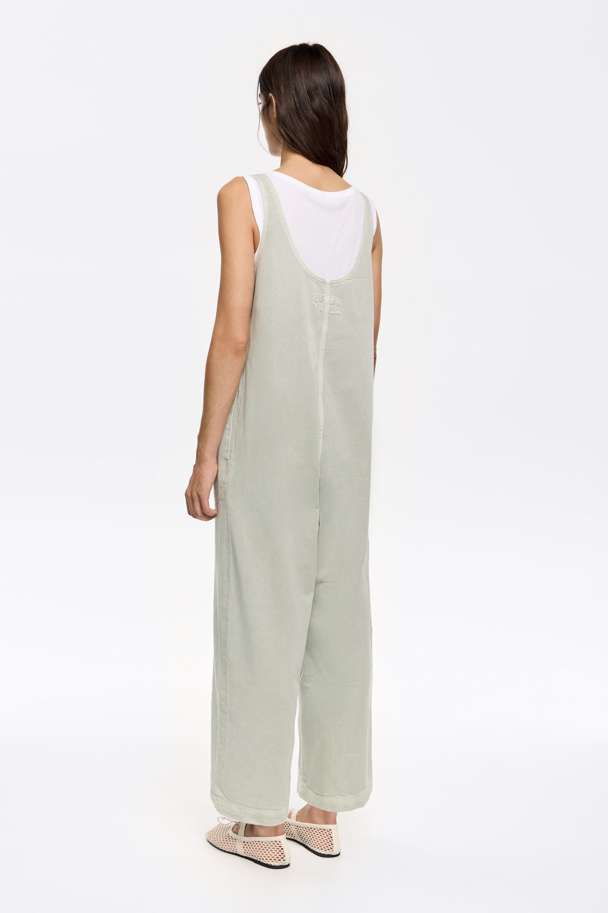 Aquamarine denim ankle length jumpsuit