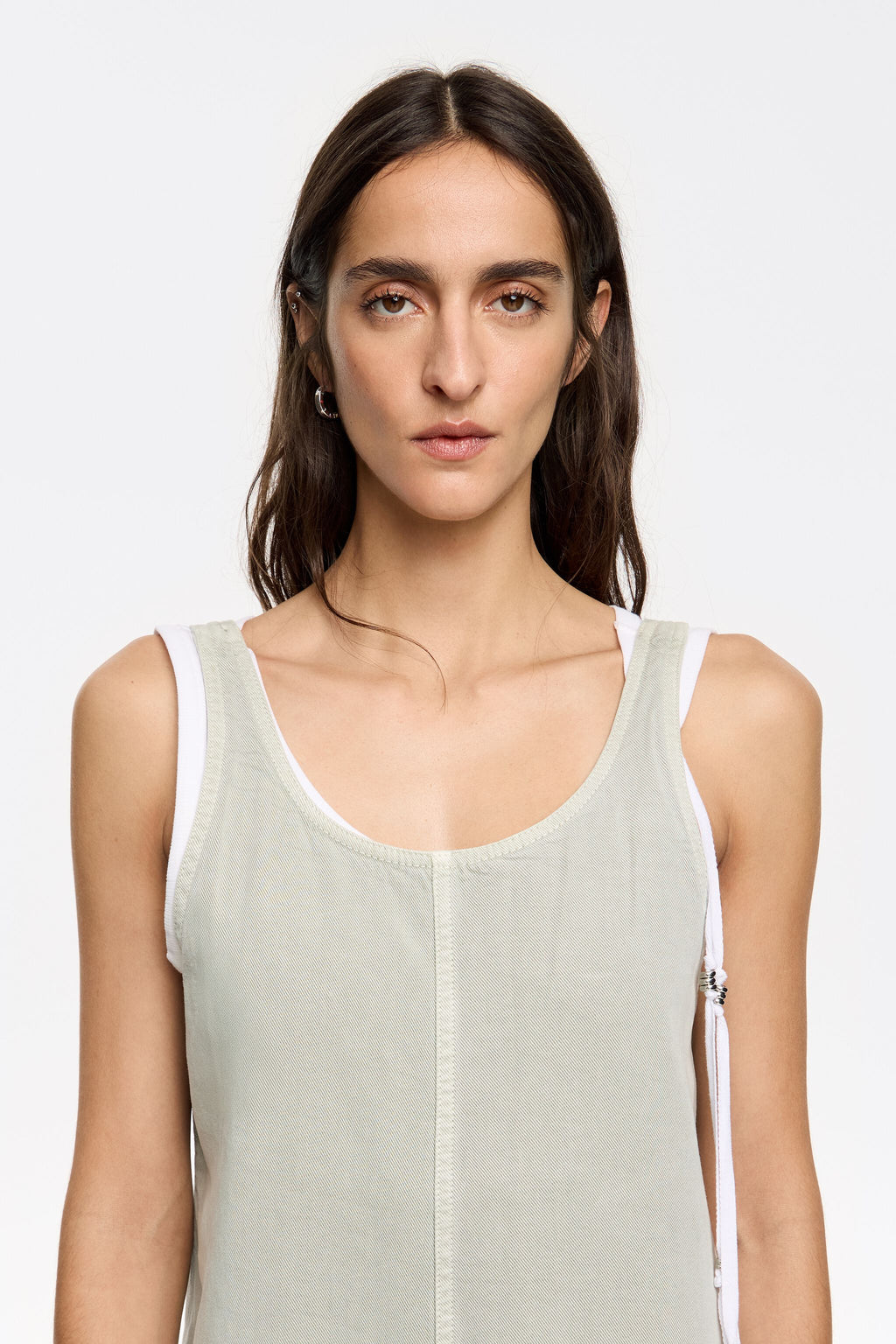 Aquamarine denim ankle length jumpsuit