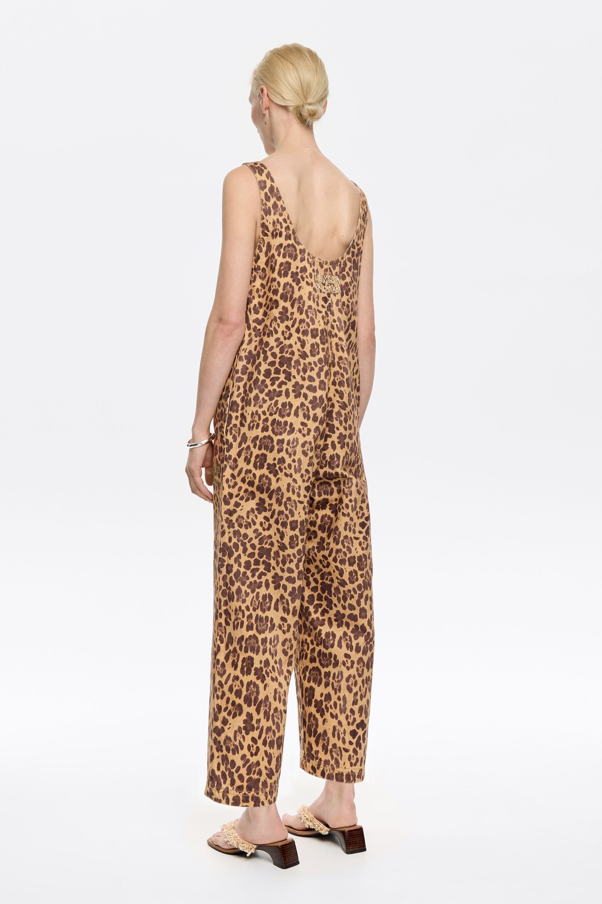 Beige Leopard denim jumpsuit