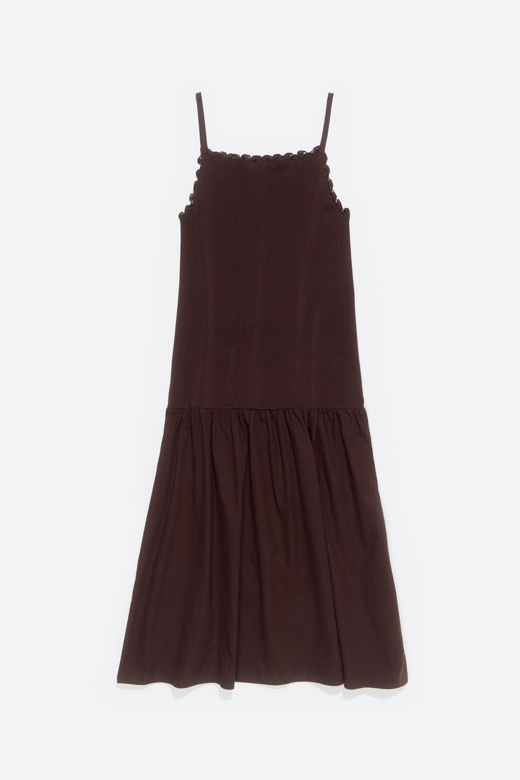 Dark brown two-material strappy dress