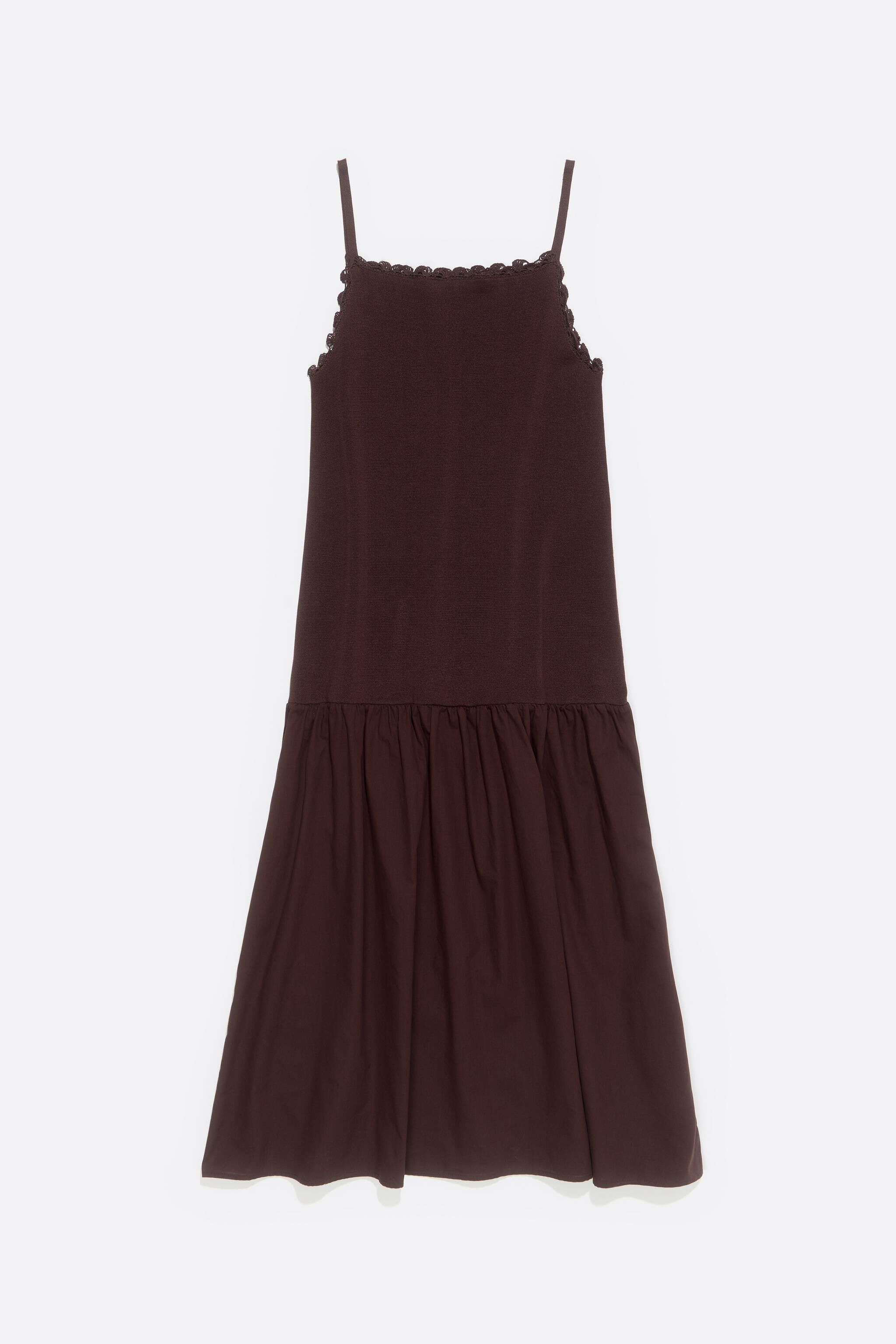 Dark brown two-material strappy dress