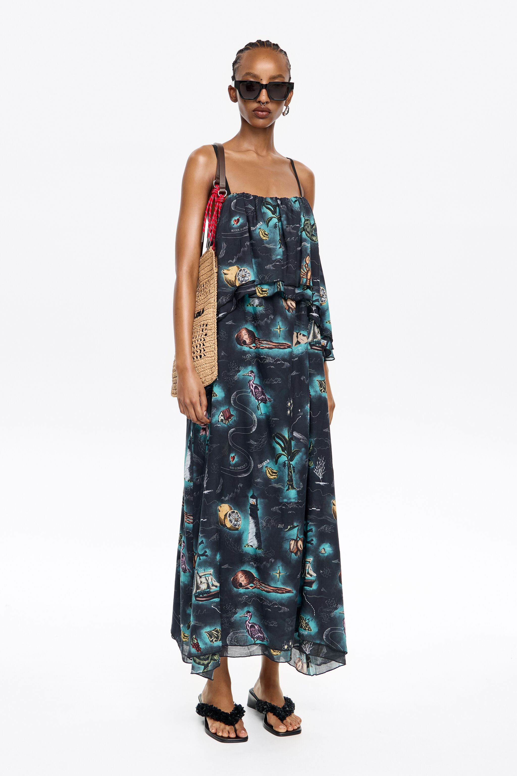 Black Maps dress with maxi ruffles