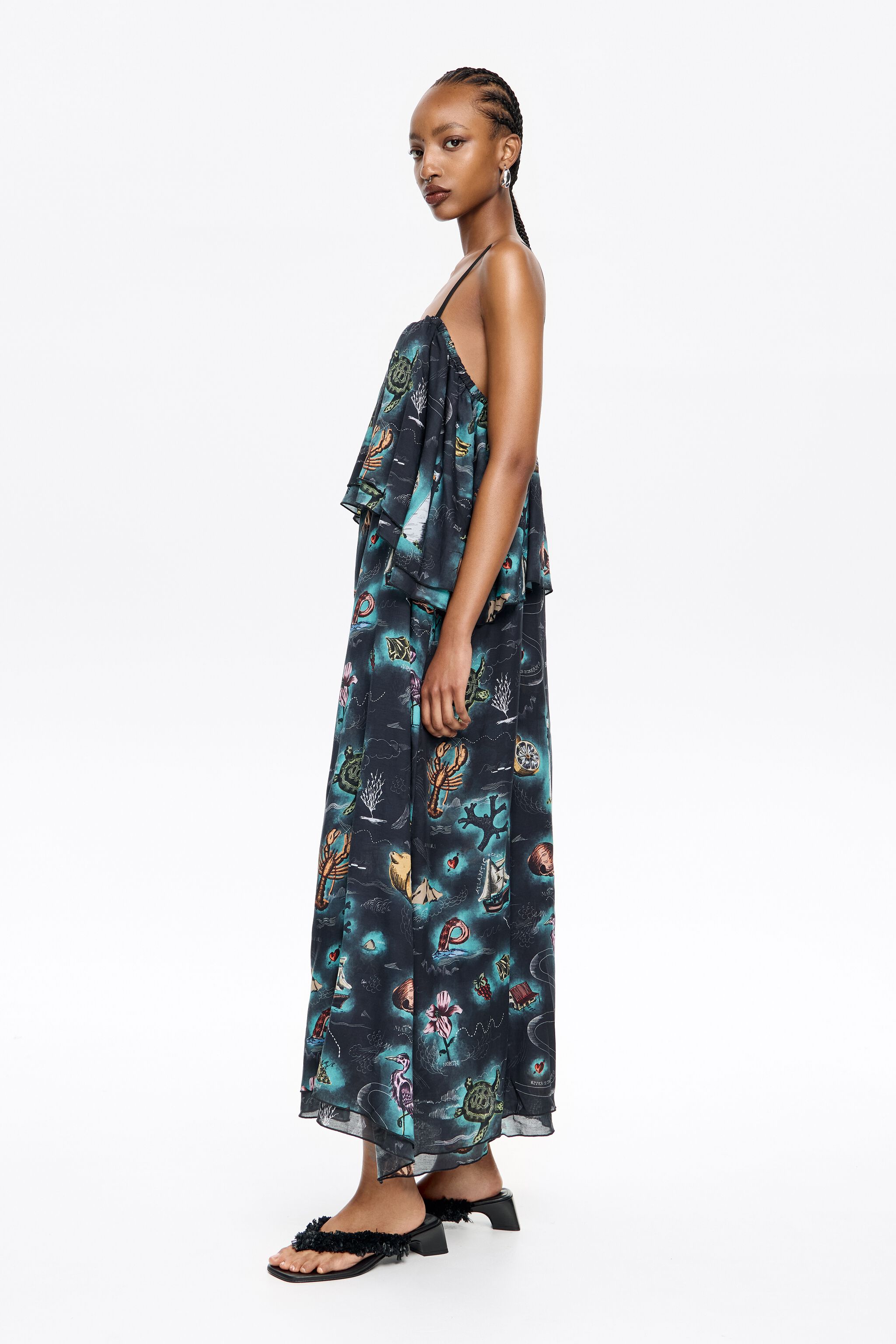 Black Maps dress with maxi ruffles