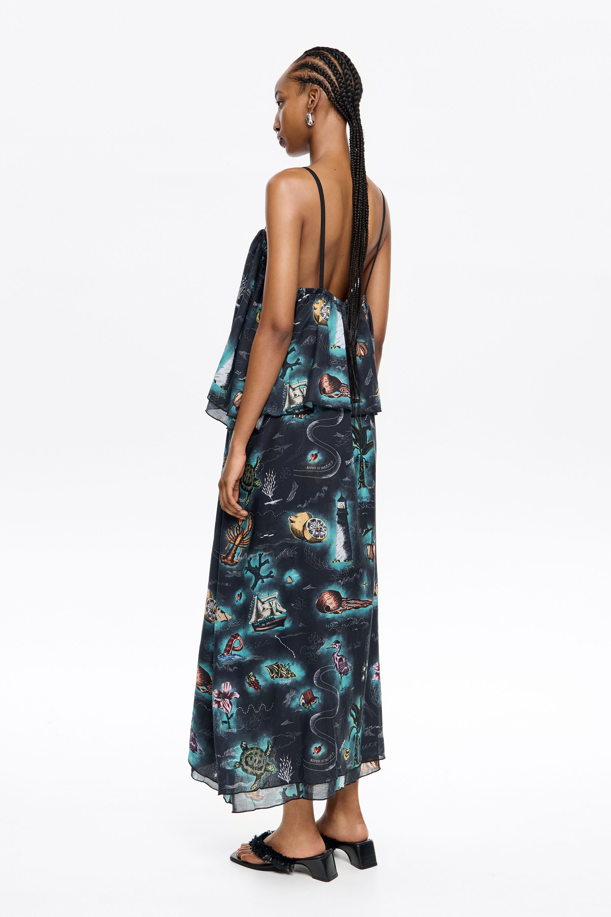 Black Maps dress with maxi ruffles