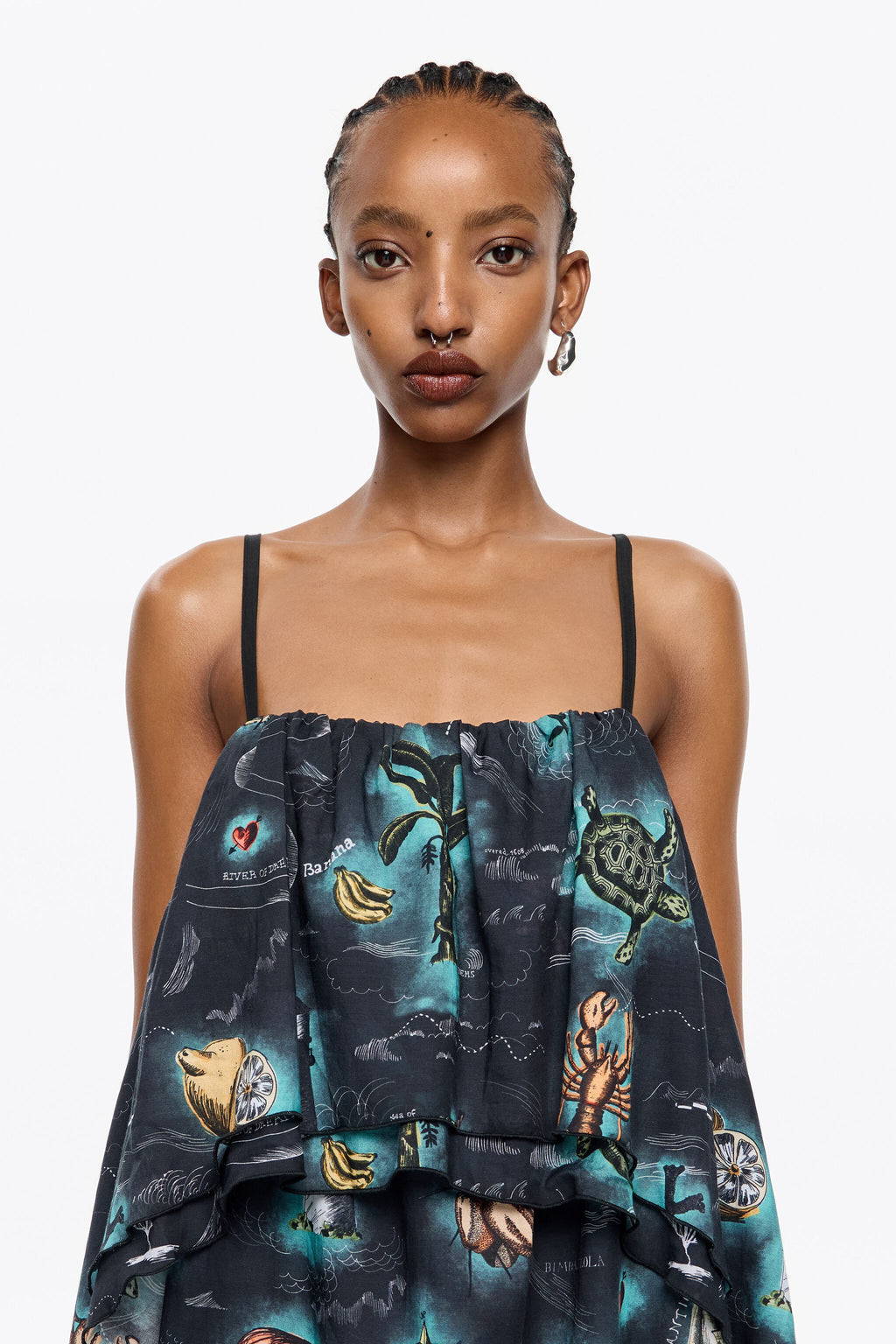 Black Maps dress with maxi ruffles