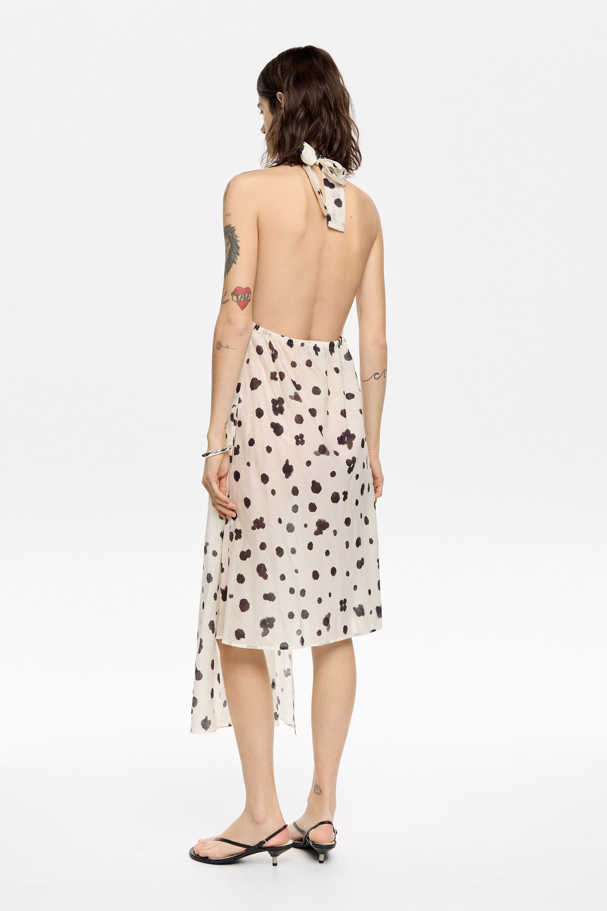 Ivory Graindots draped mini dress