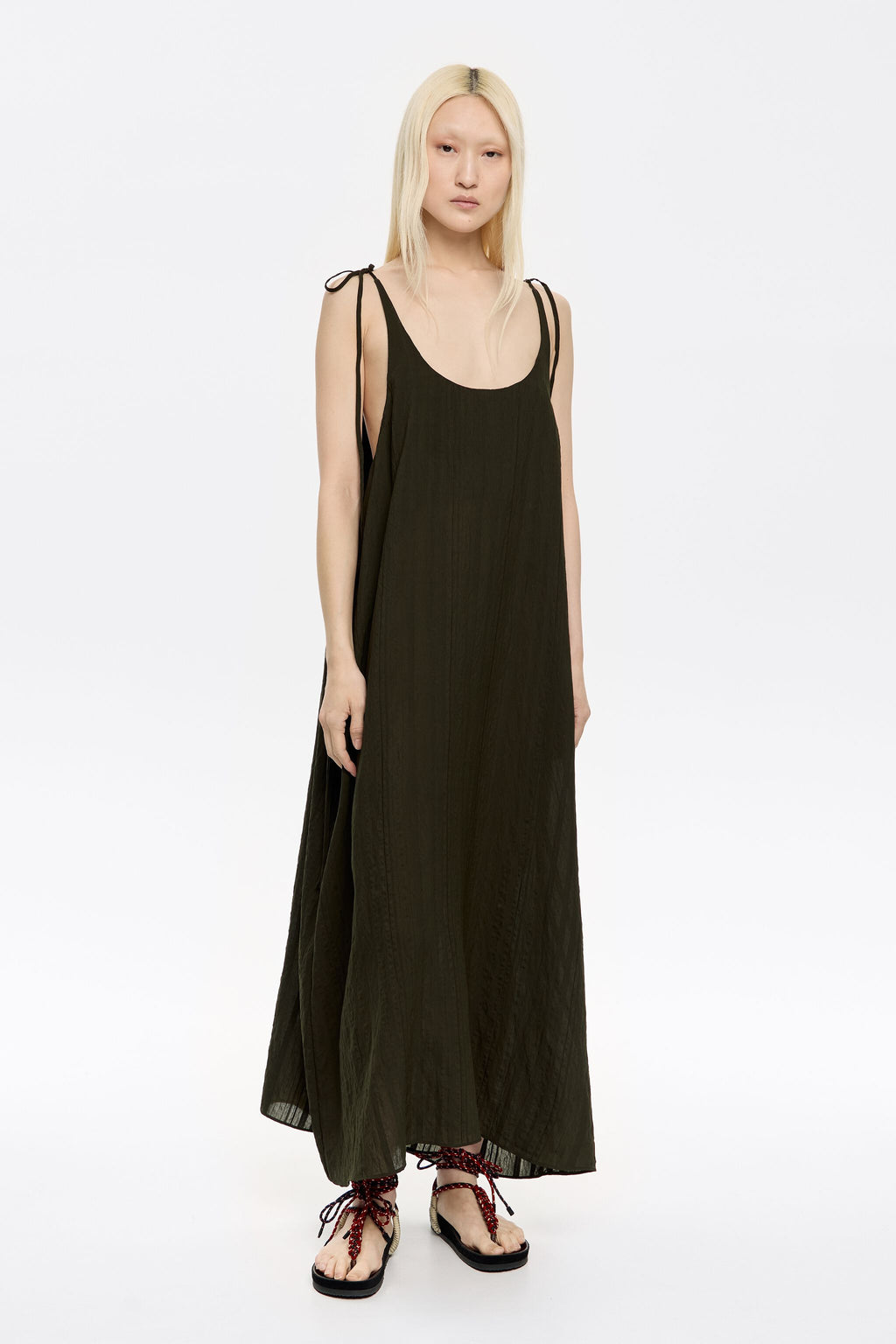 Dark green midi dress