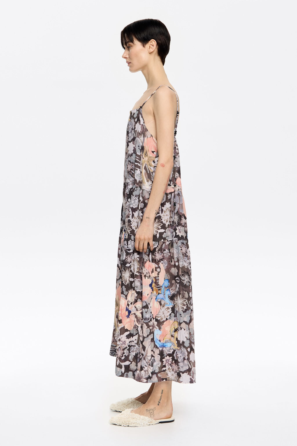 Khaki Gazania A-line dress