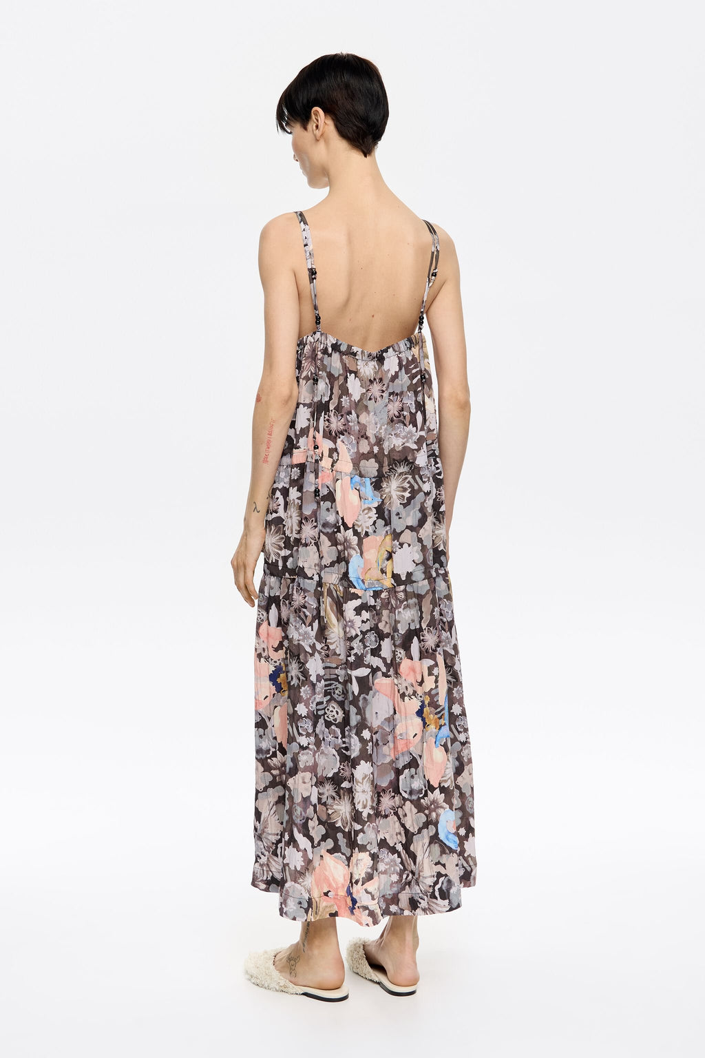 Khaki Gazania A-line dress