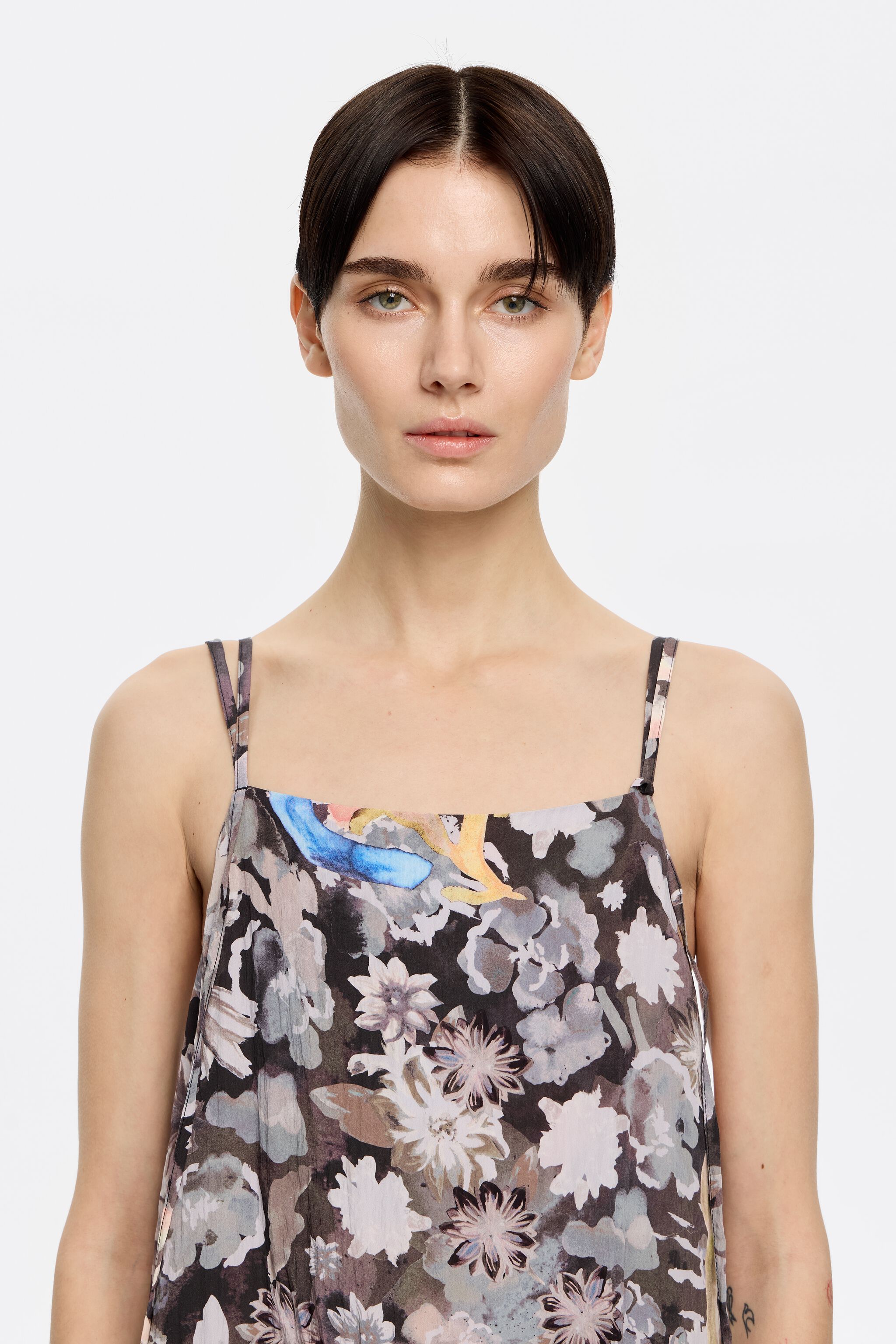 Khaki Gazania A-line dress