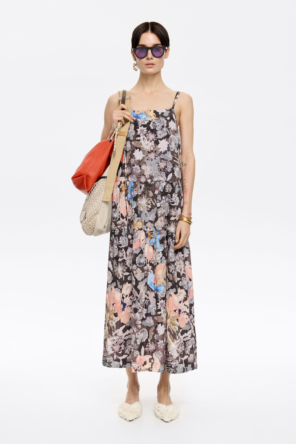 Khaki Gazania A-line dress