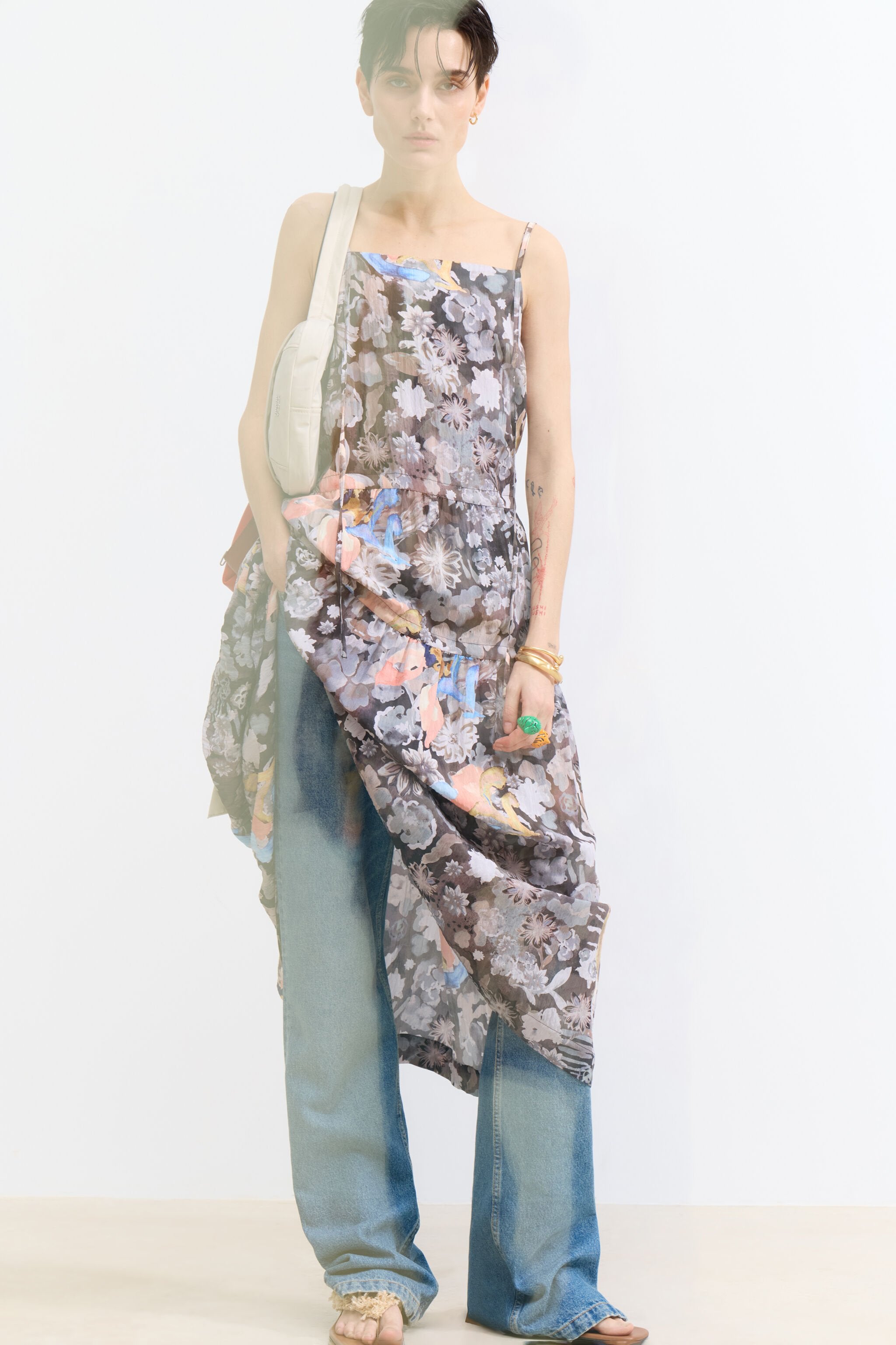 Khaki Gazania A-line dress