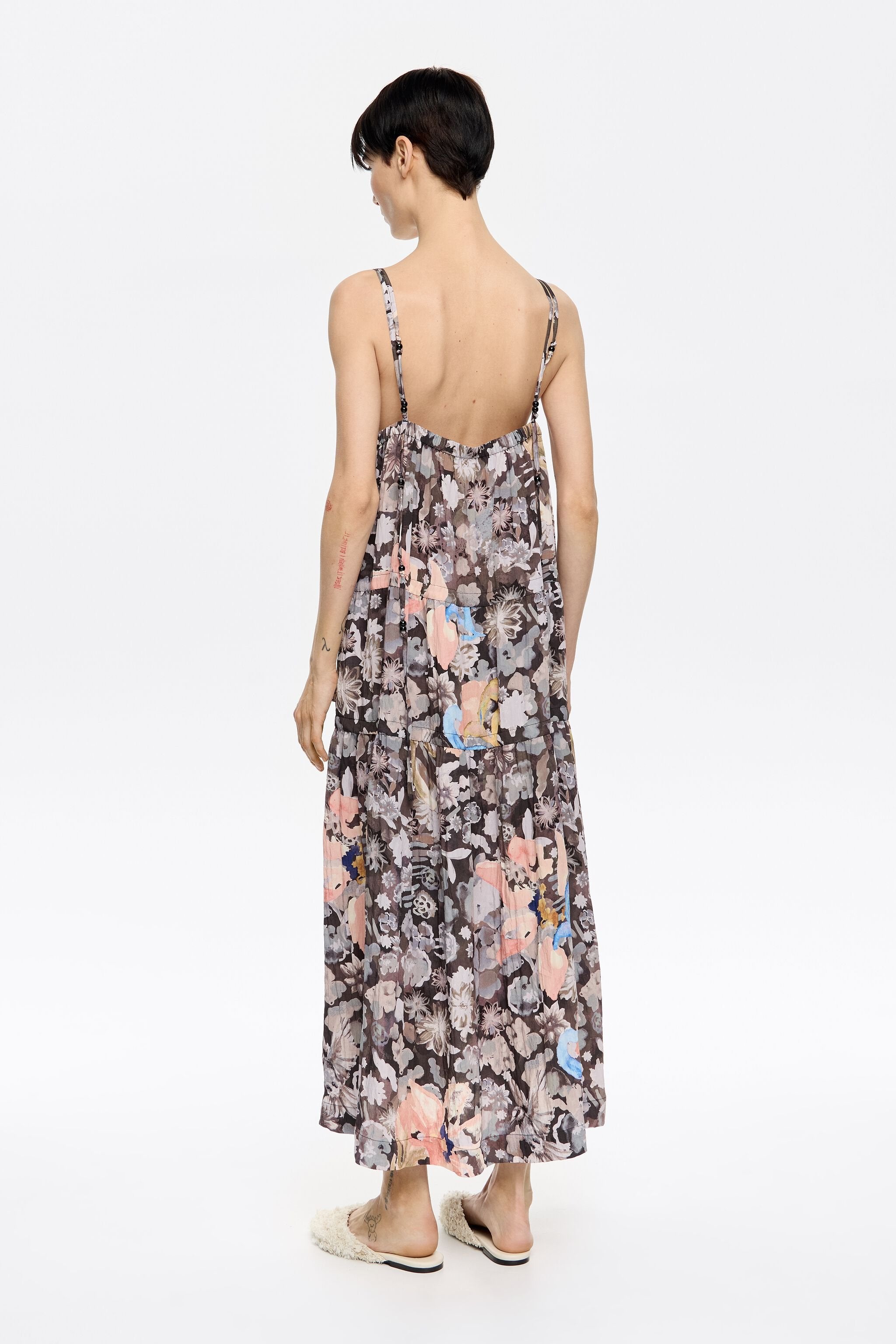 Khaki Gazania A-line dress