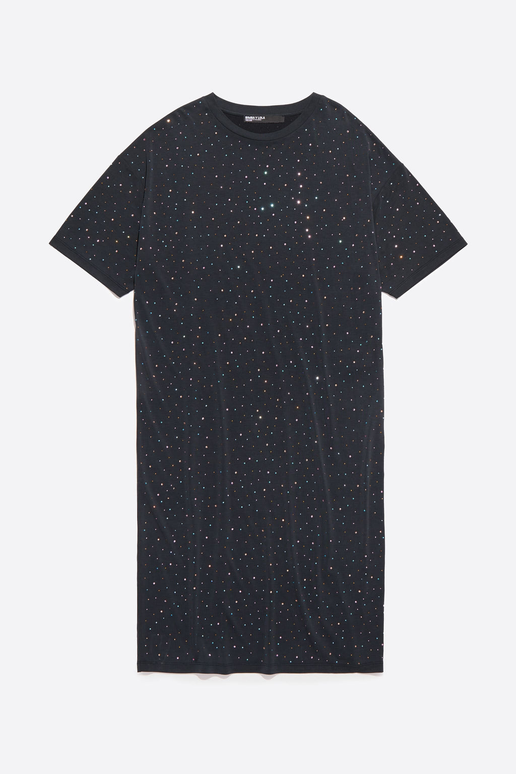 Black rhinestones fluid midi dress