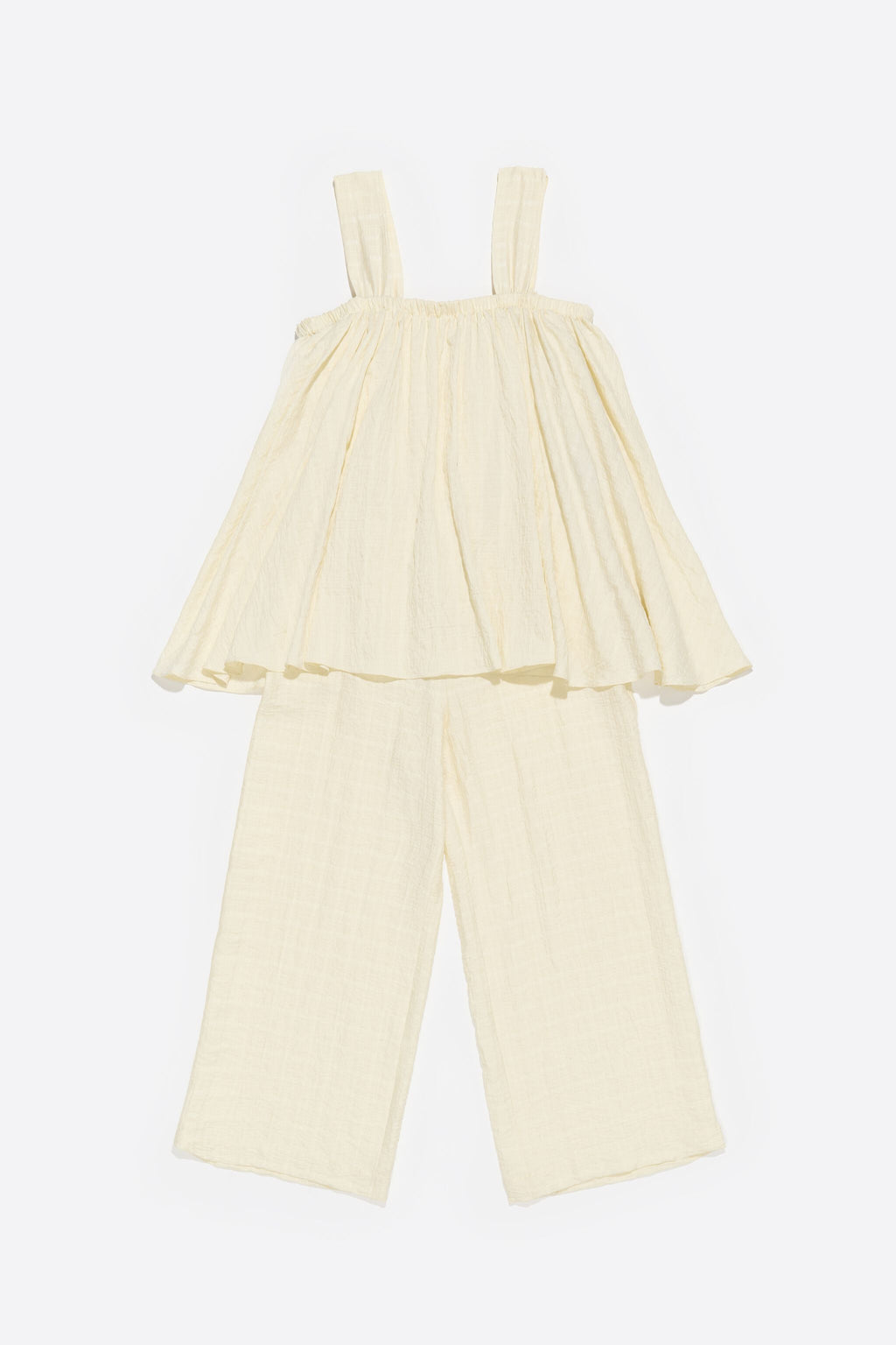 Butter yellow double-ruffle long jumpsuit