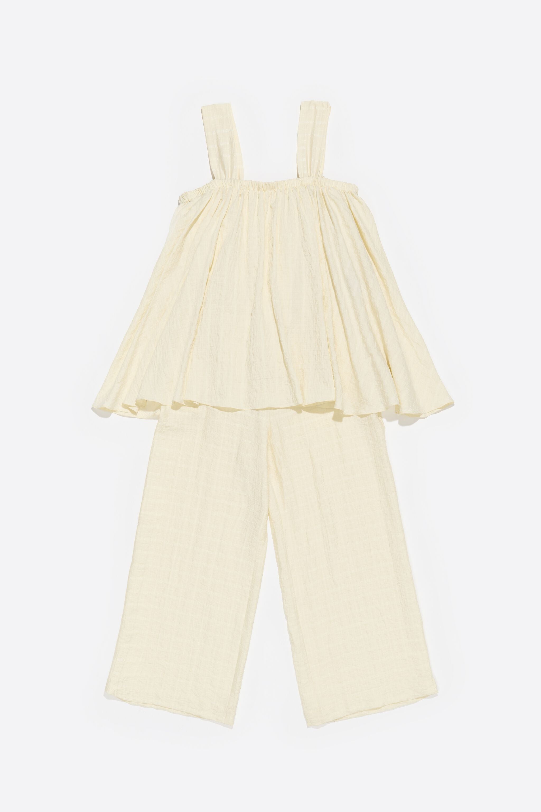 Butter yellow double-ruffle long jumpsuit