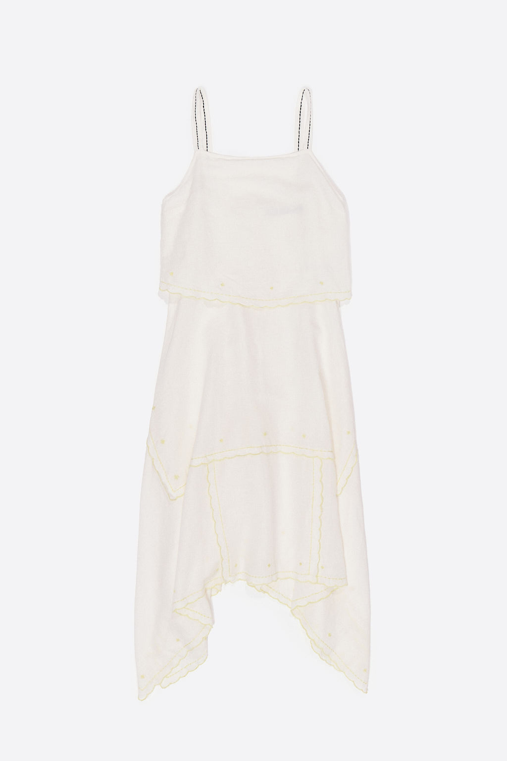 Cream linen overlapped dress