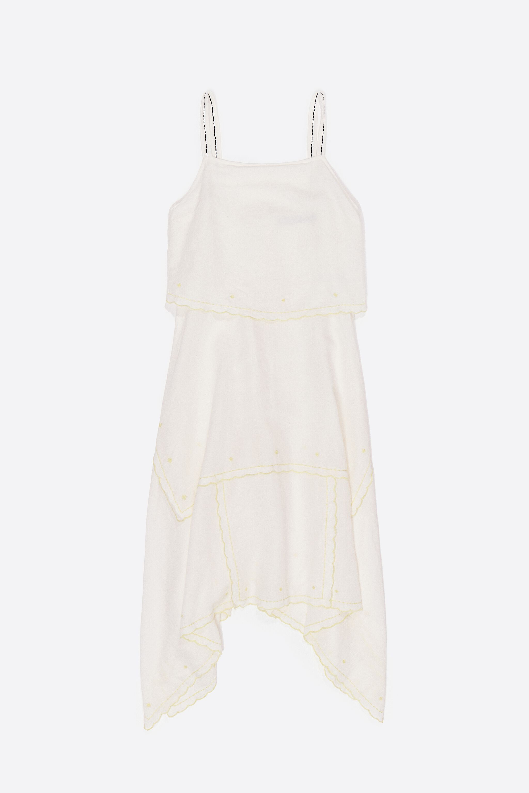 Cream linen overlapped dress