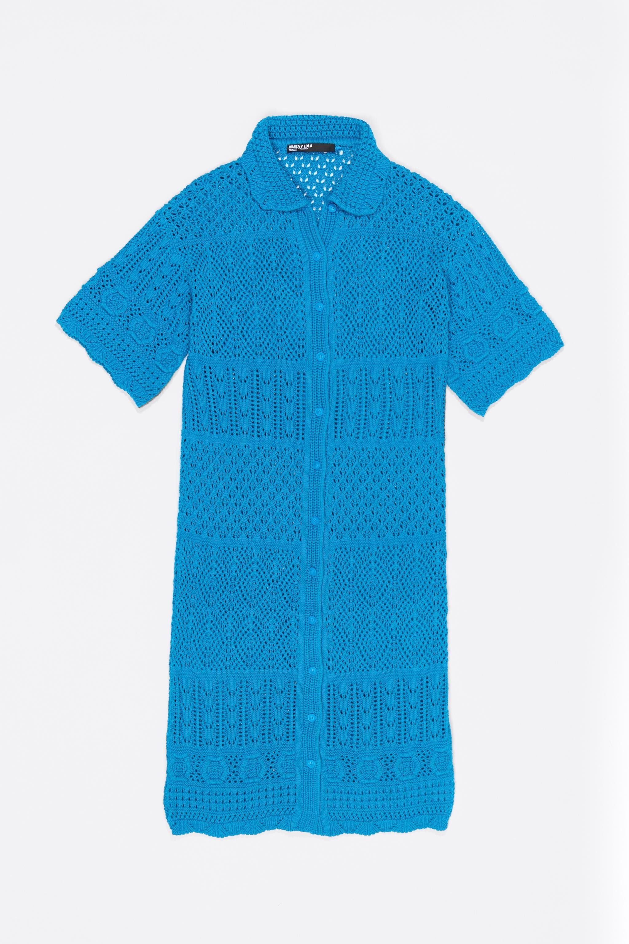 Oversize electric blue crochet dress