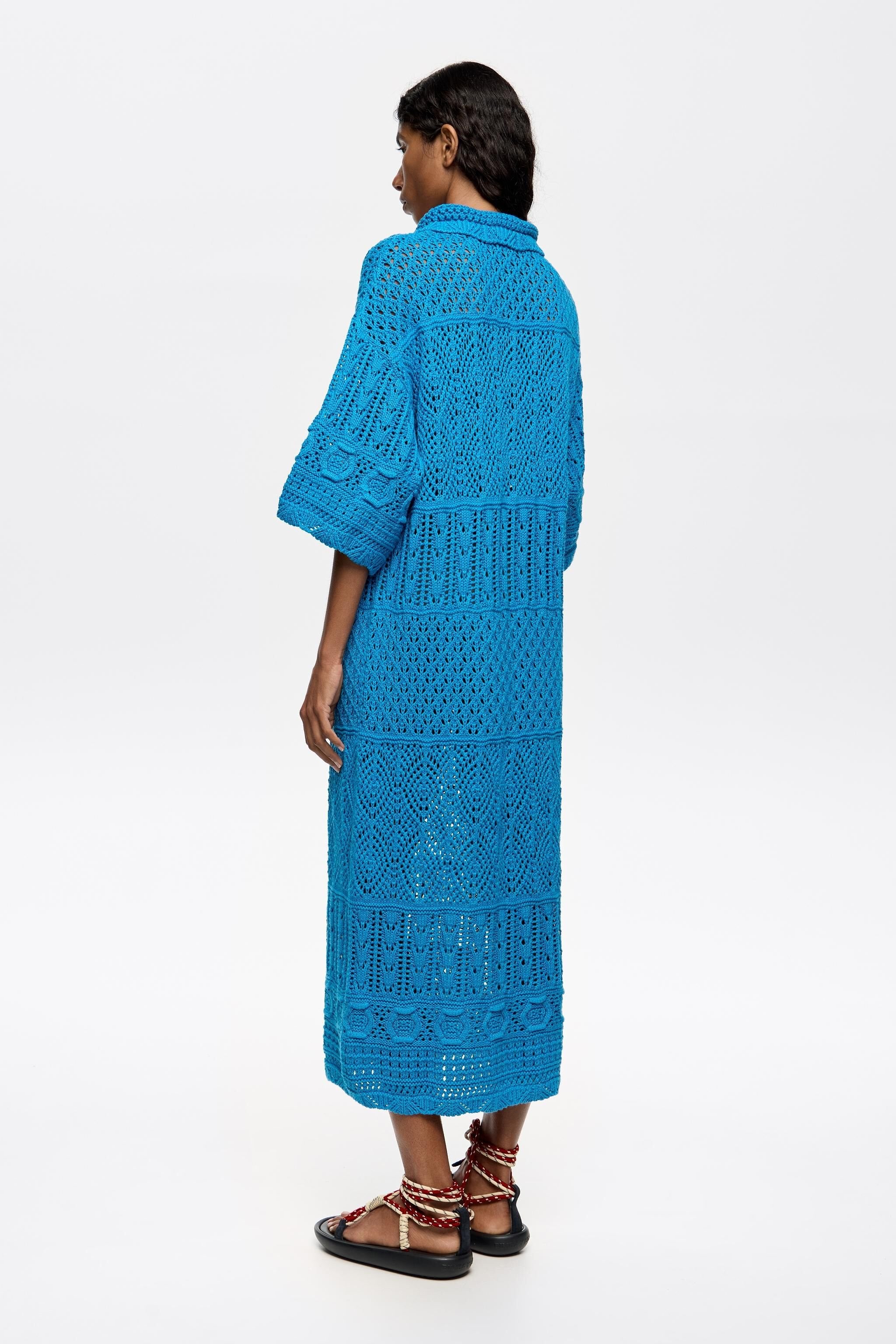 Oversize electric blue crochet dress