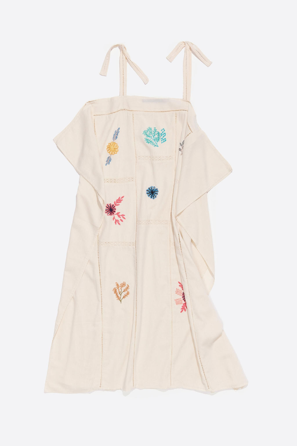 Cream scarf dress with multicolor embroidery