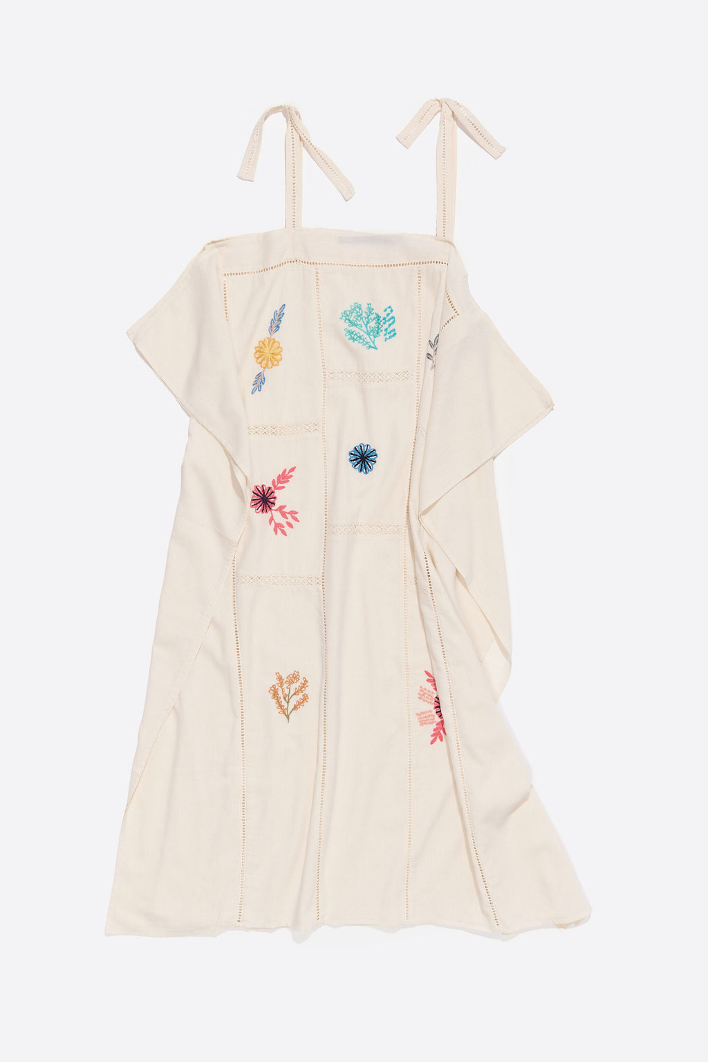 Cream scarf dress with multicolor embroidery