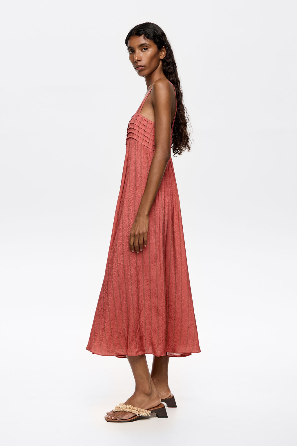 Coral camisole dress with flare