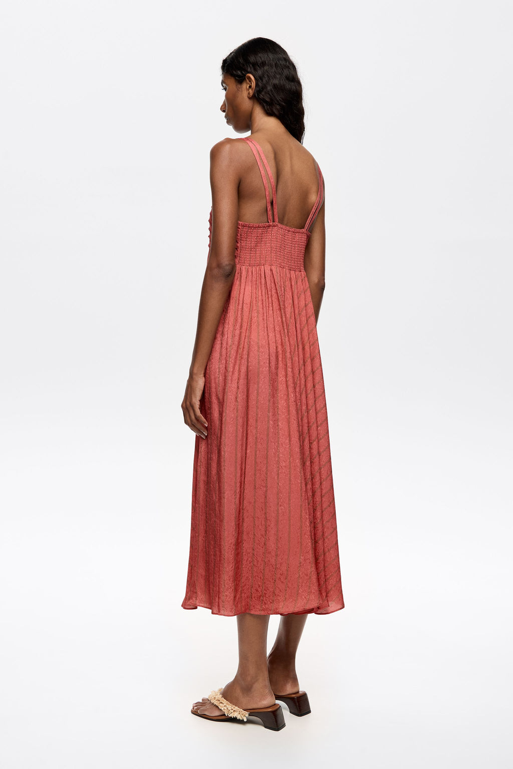 Coral camisole dress with flare