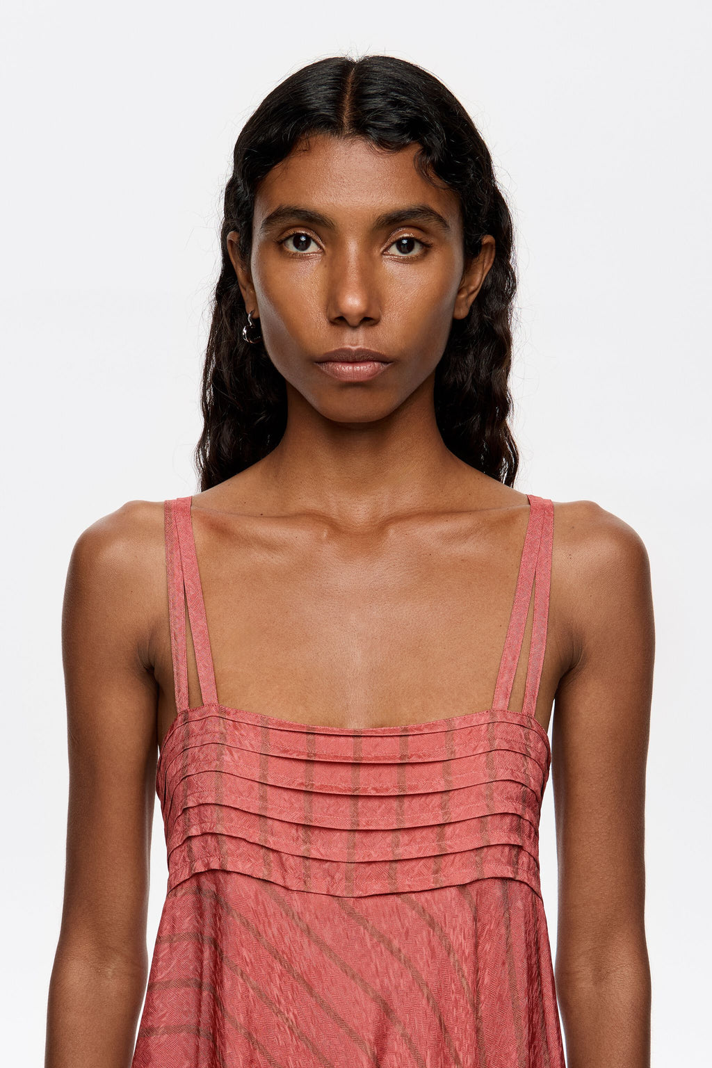 Coral camisole dress with flare