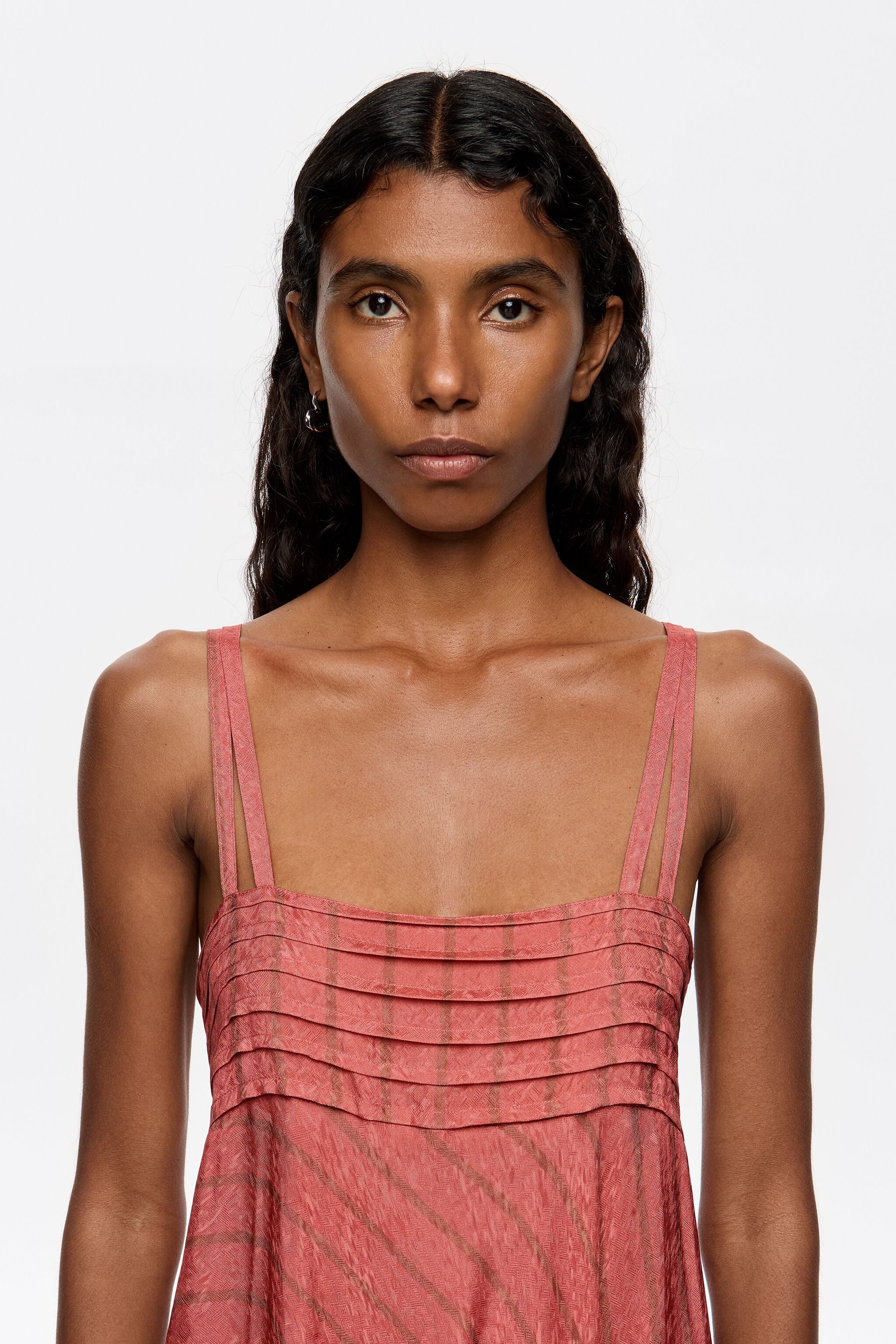 Coral camisole dress with flare