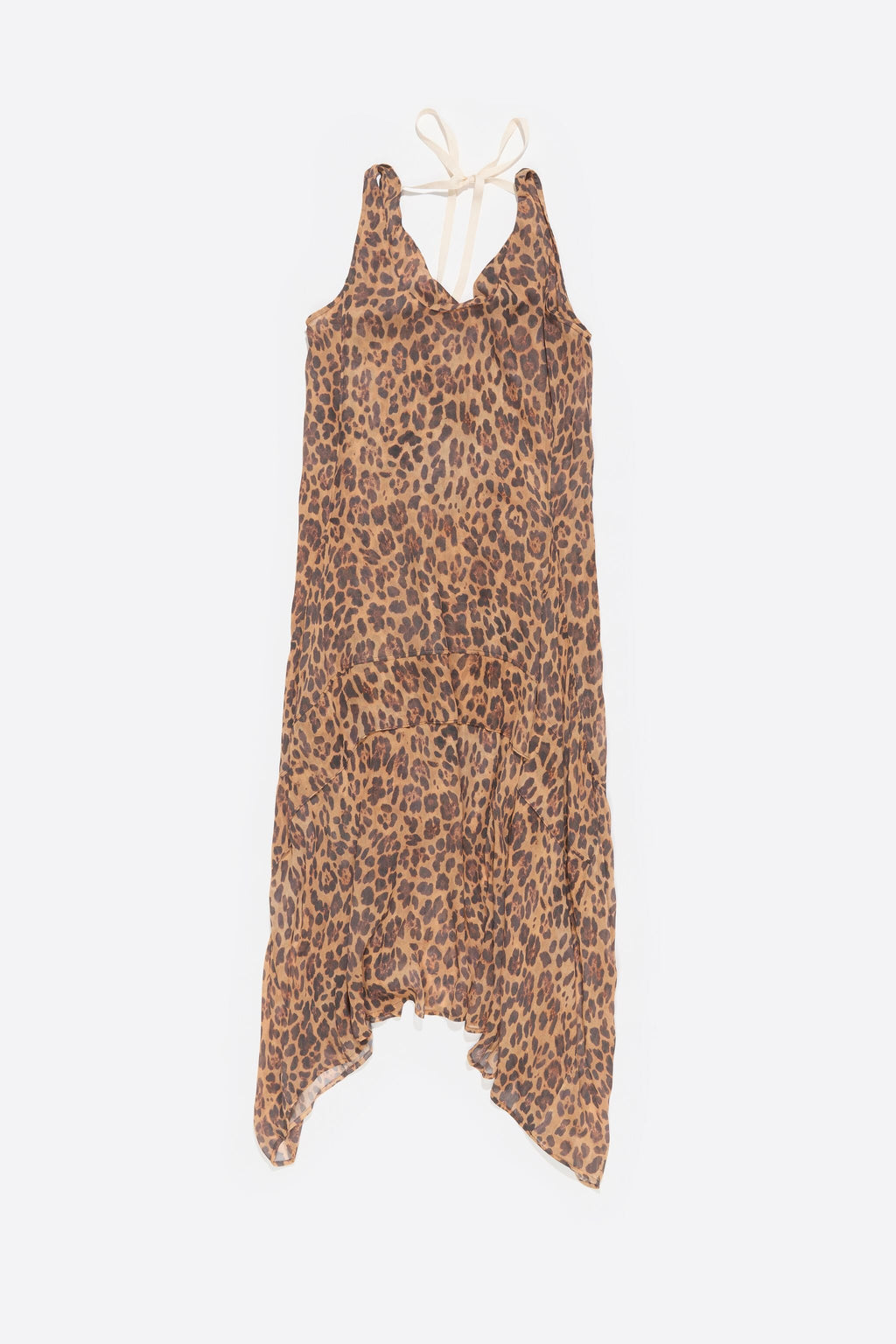 Beige Leopard fluid asymmetric dress