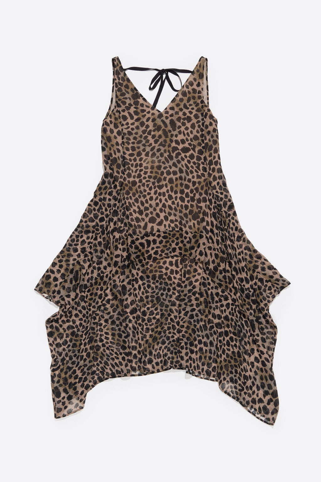 Khaki Cheetah asymmetric flowing dress