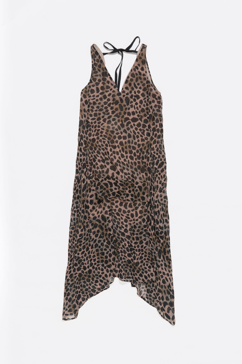 Khaki Cheetah asymmetric flowing dress