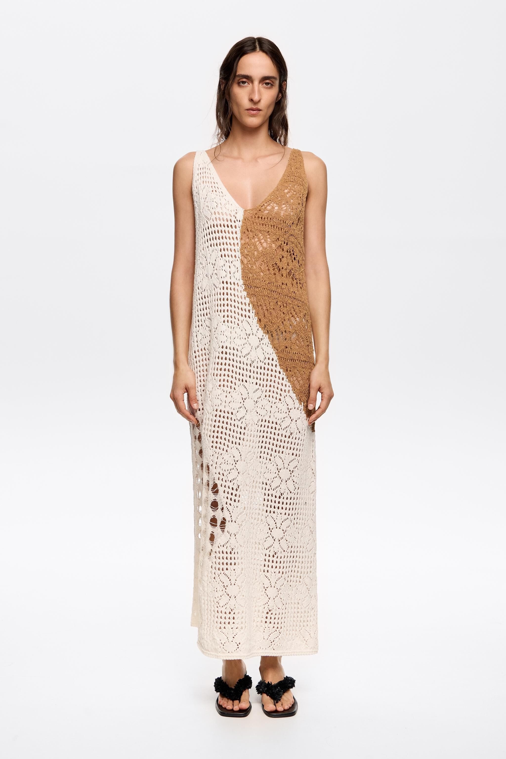 White fitted crochet dress