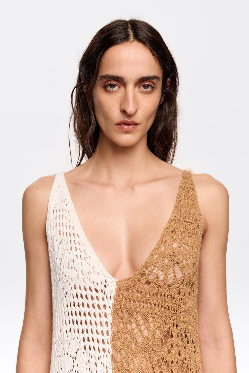 White fitted crochet dress