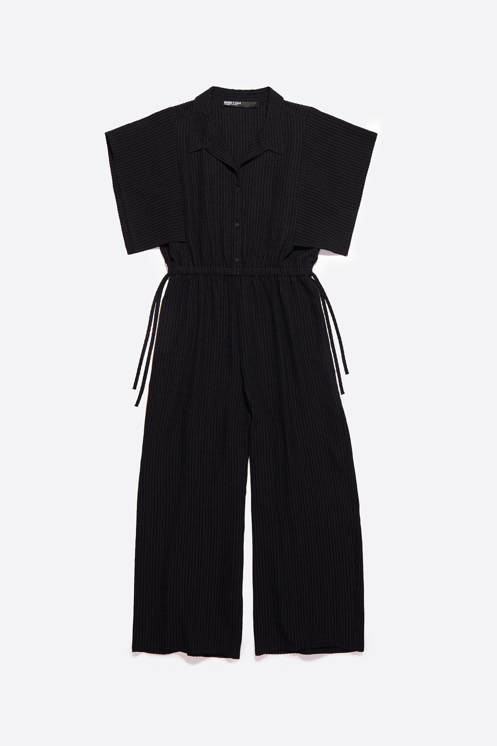 Black adjustable shirt jumpsuit
