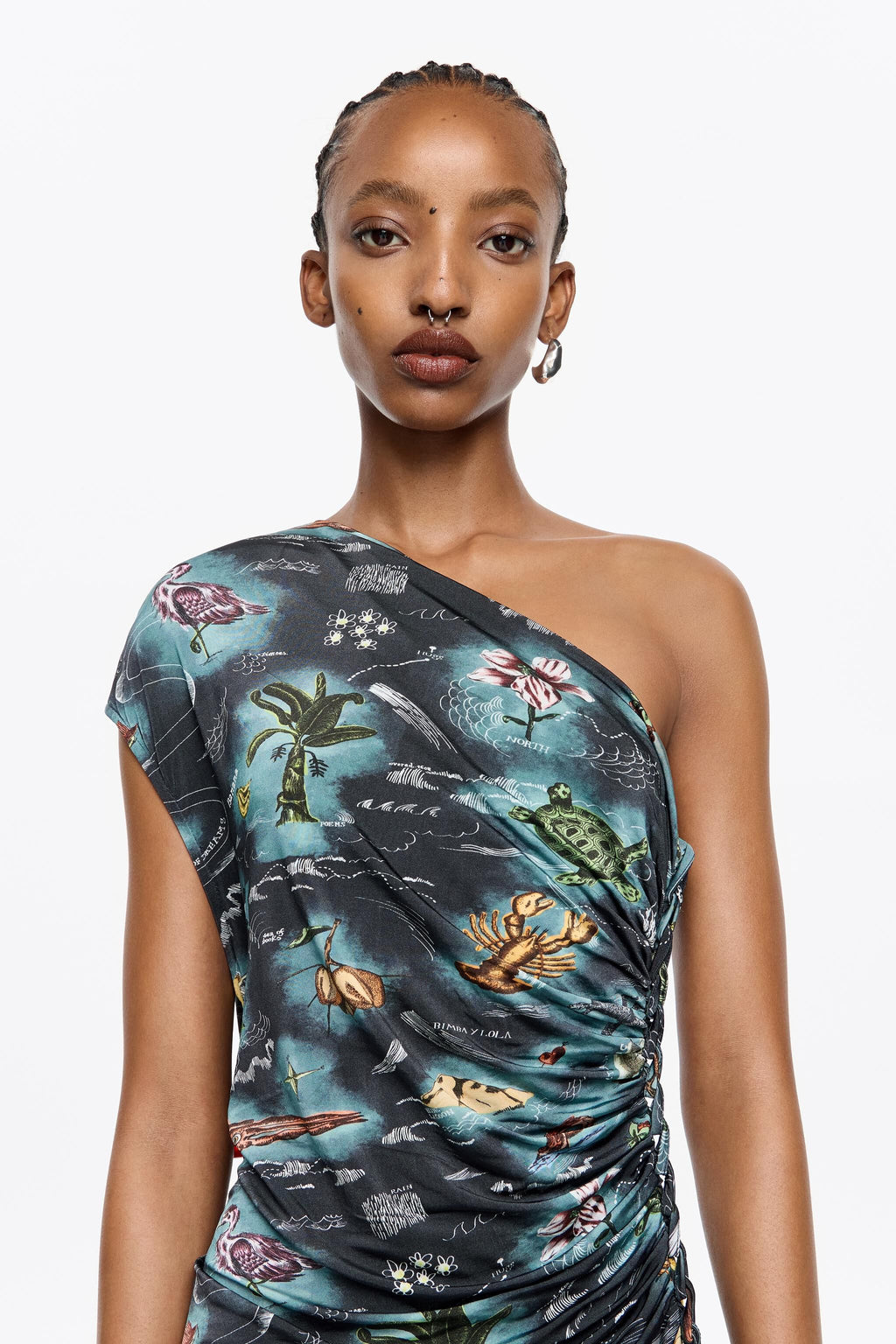 Black fitted Maps ruched dress