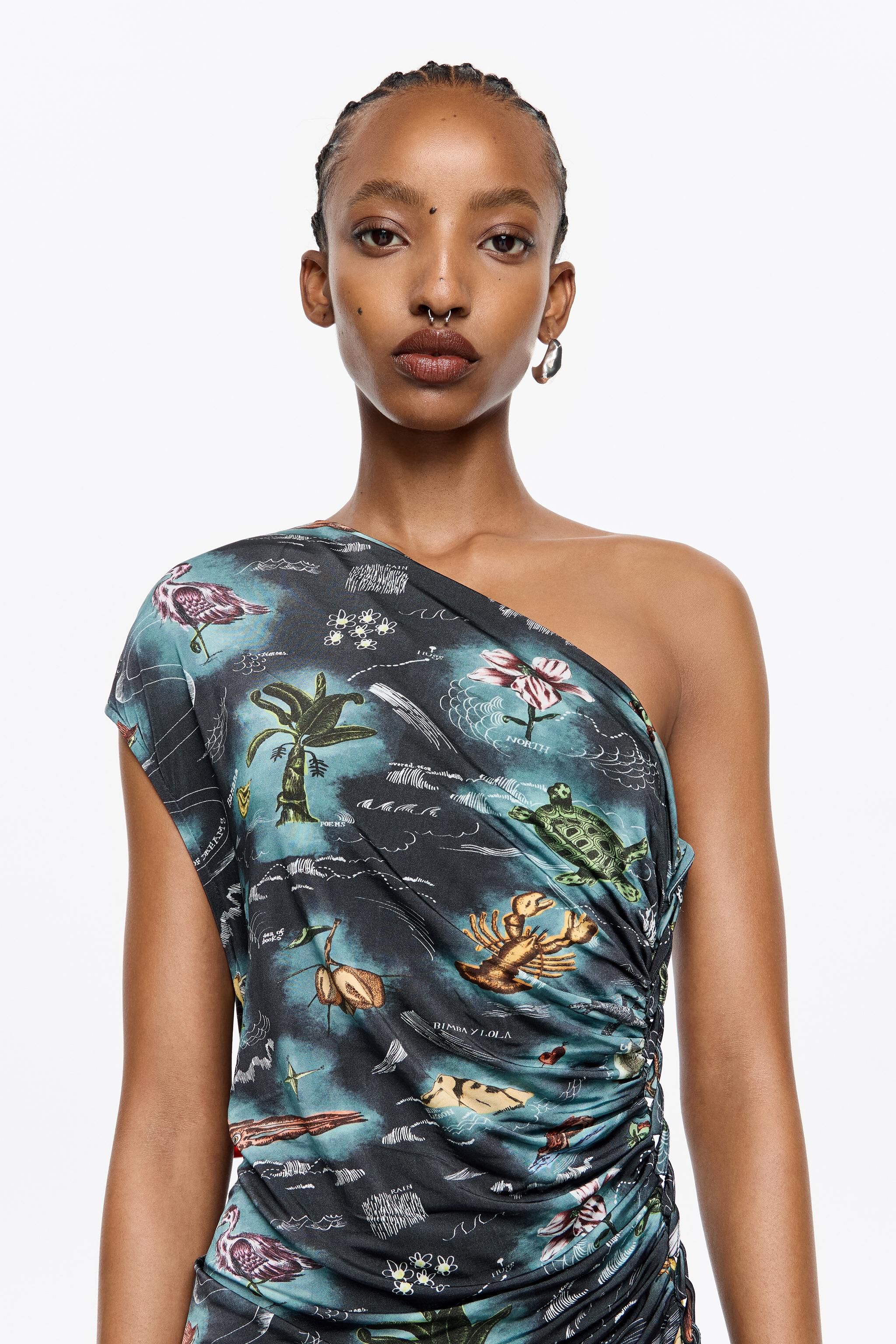 Black fitted Maps ruched dress