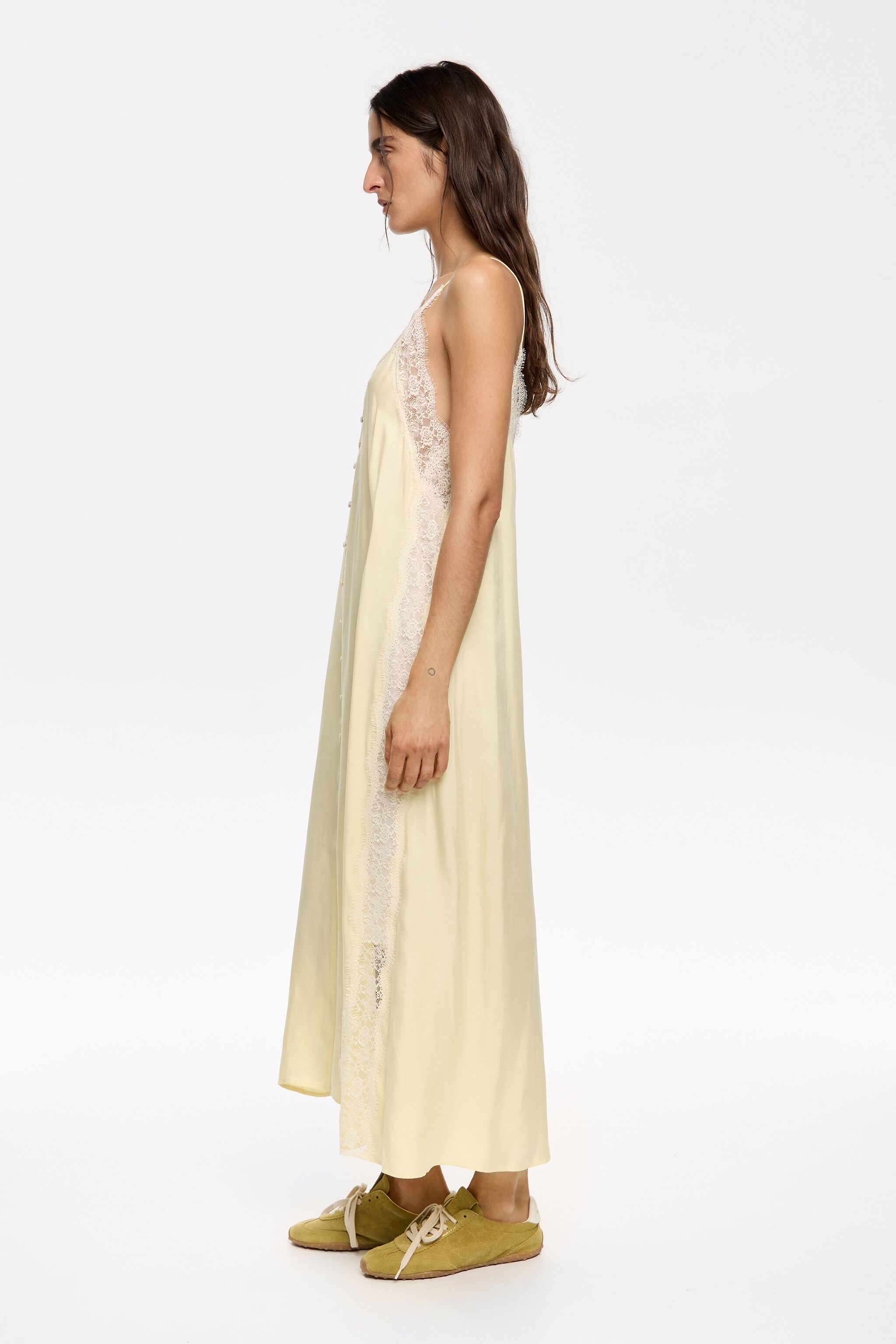 Light yellow lace strappy dress