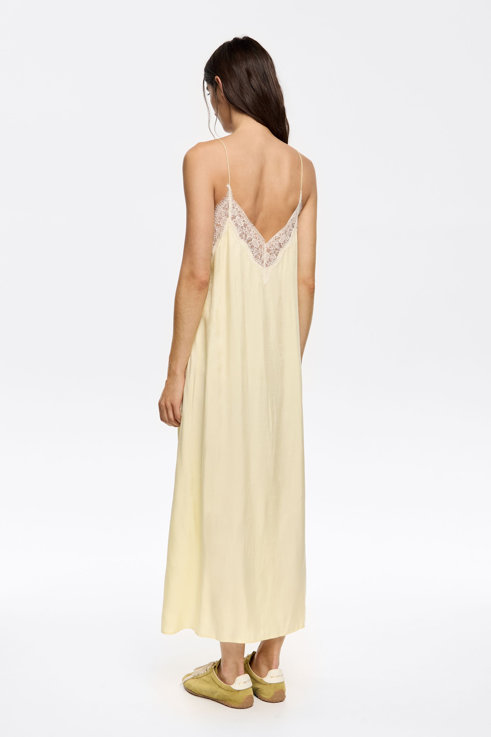 Light yellow lace strappy dress