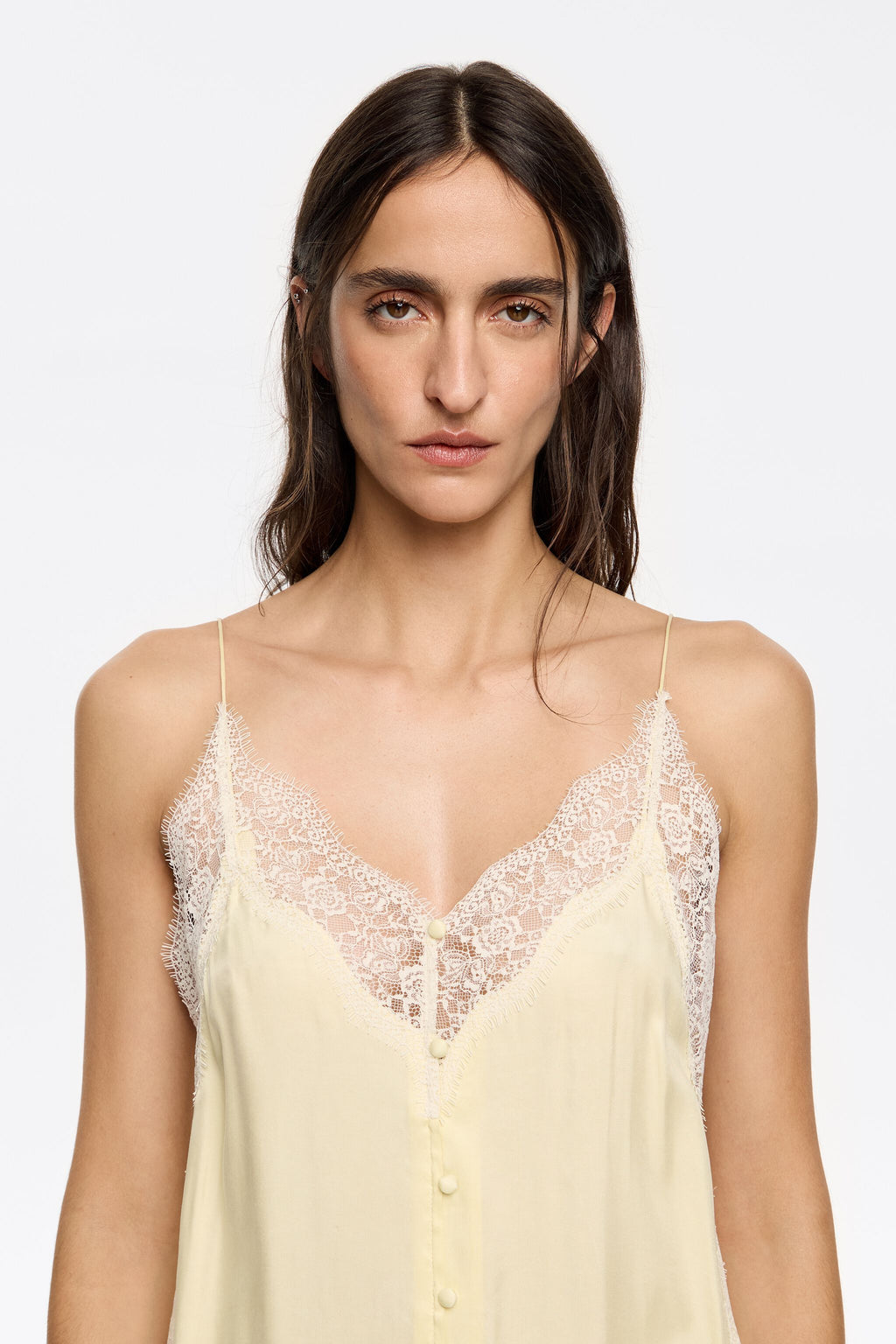 Light yellow lace strappy dress