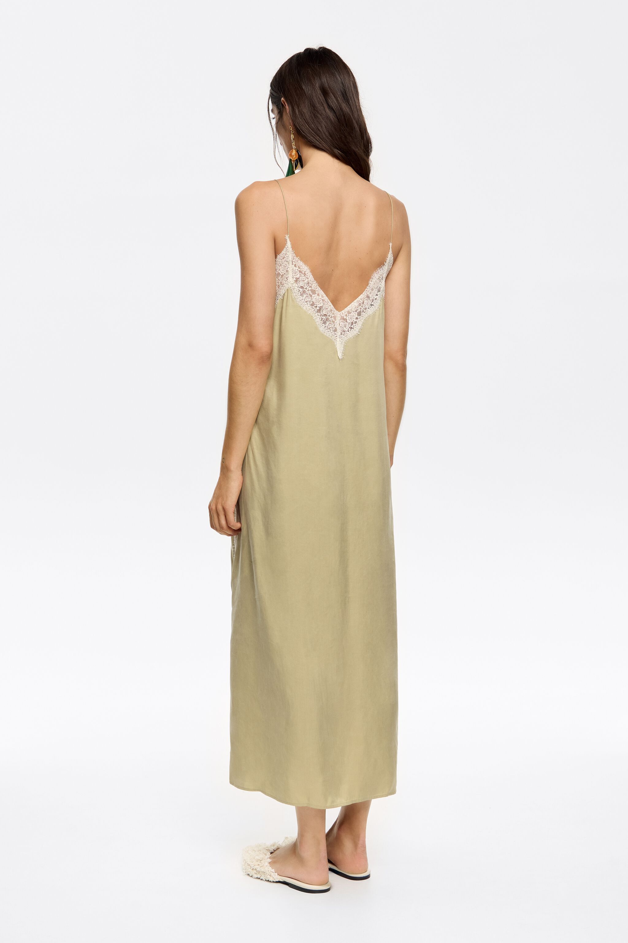 Light khaki lace strappy dress