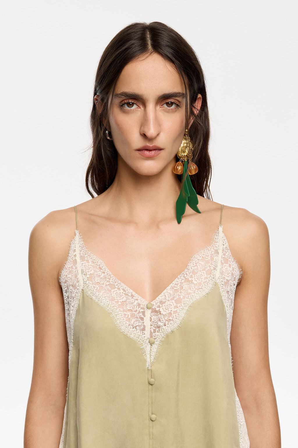 Light khaki lace strappy dress