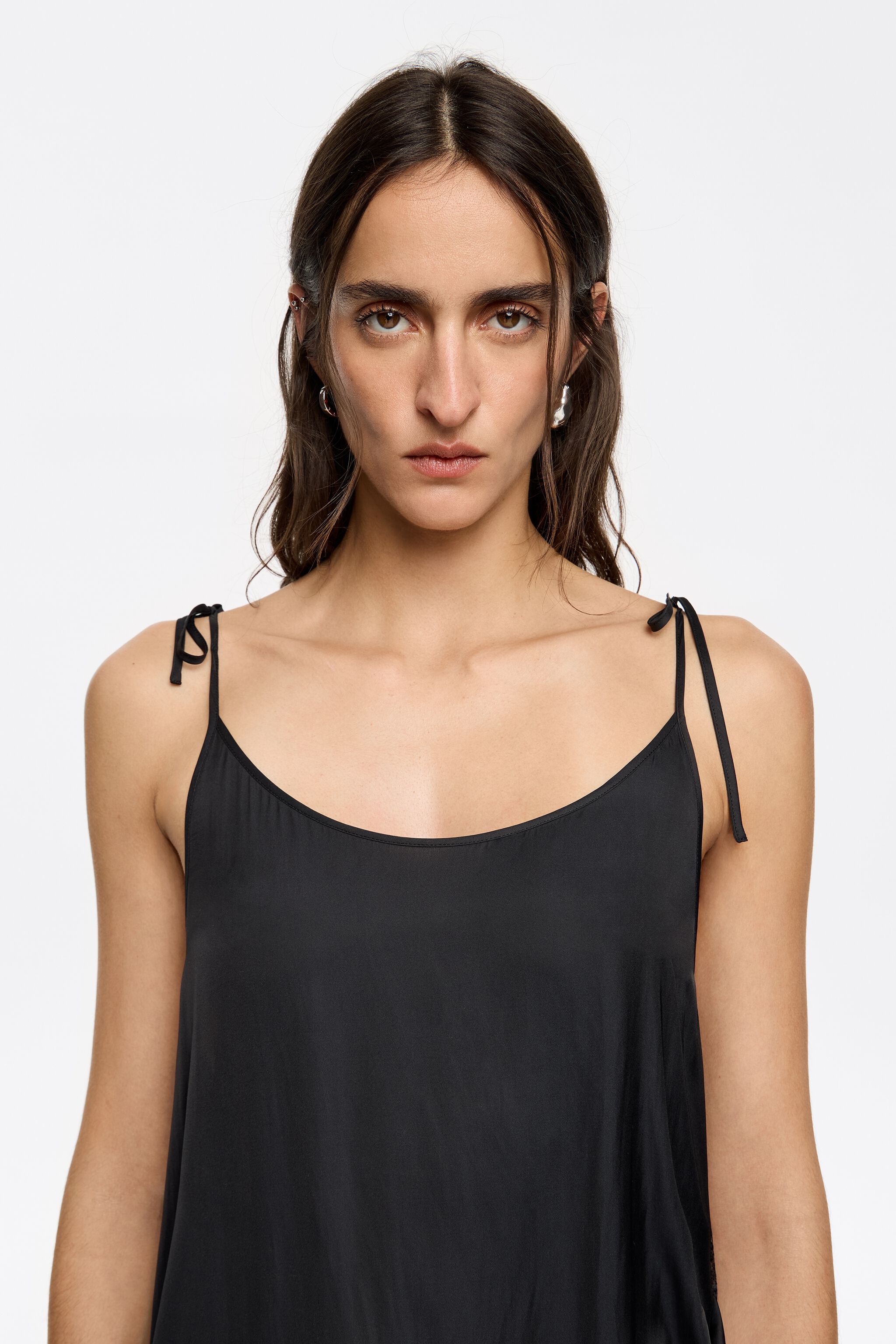 Black flowing crossover dress