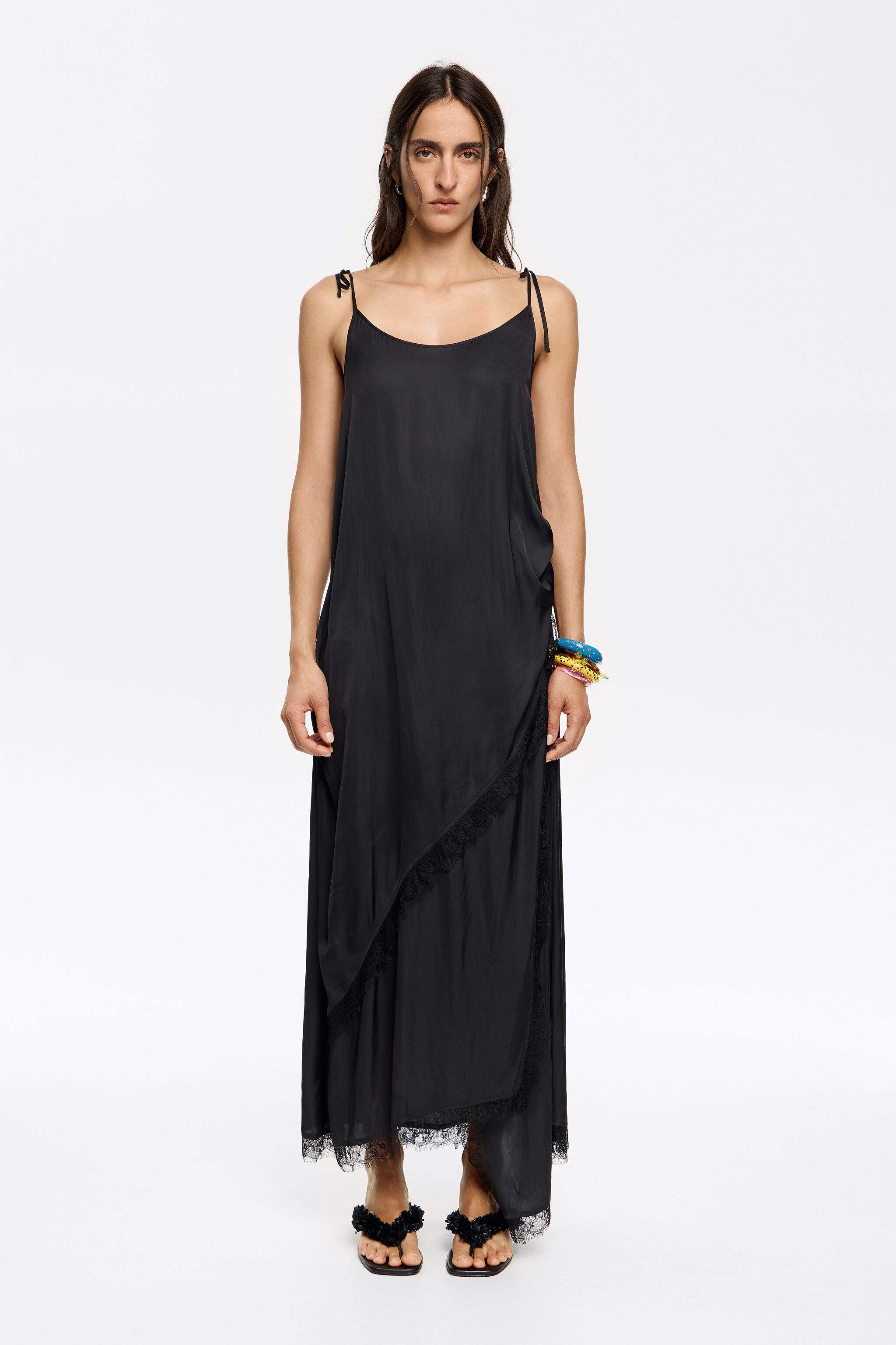 Black flowing crossover dress